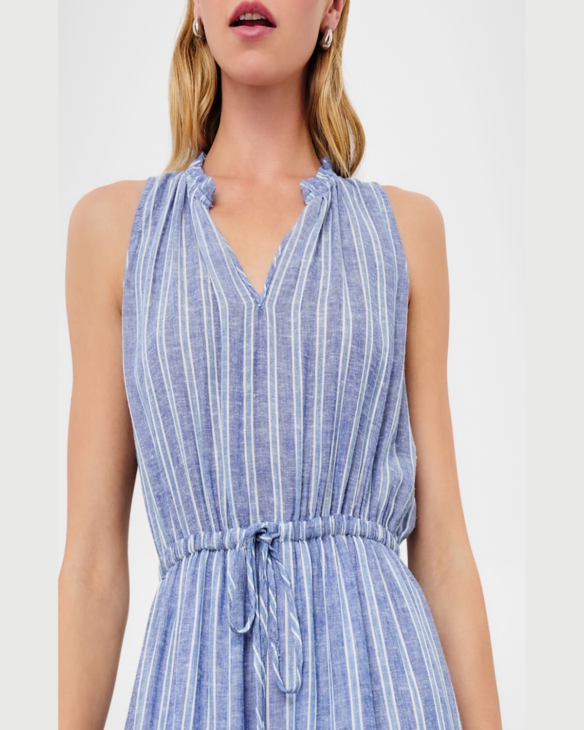 Rails Albany Stripe Tiered Linen Blend Dress In Lake View Stripe