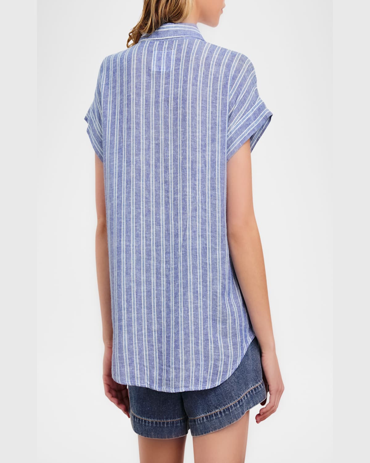 Rails Cito Stripe Short Sleeve Linen Blend Button-up Shirt In Lake View Stripe