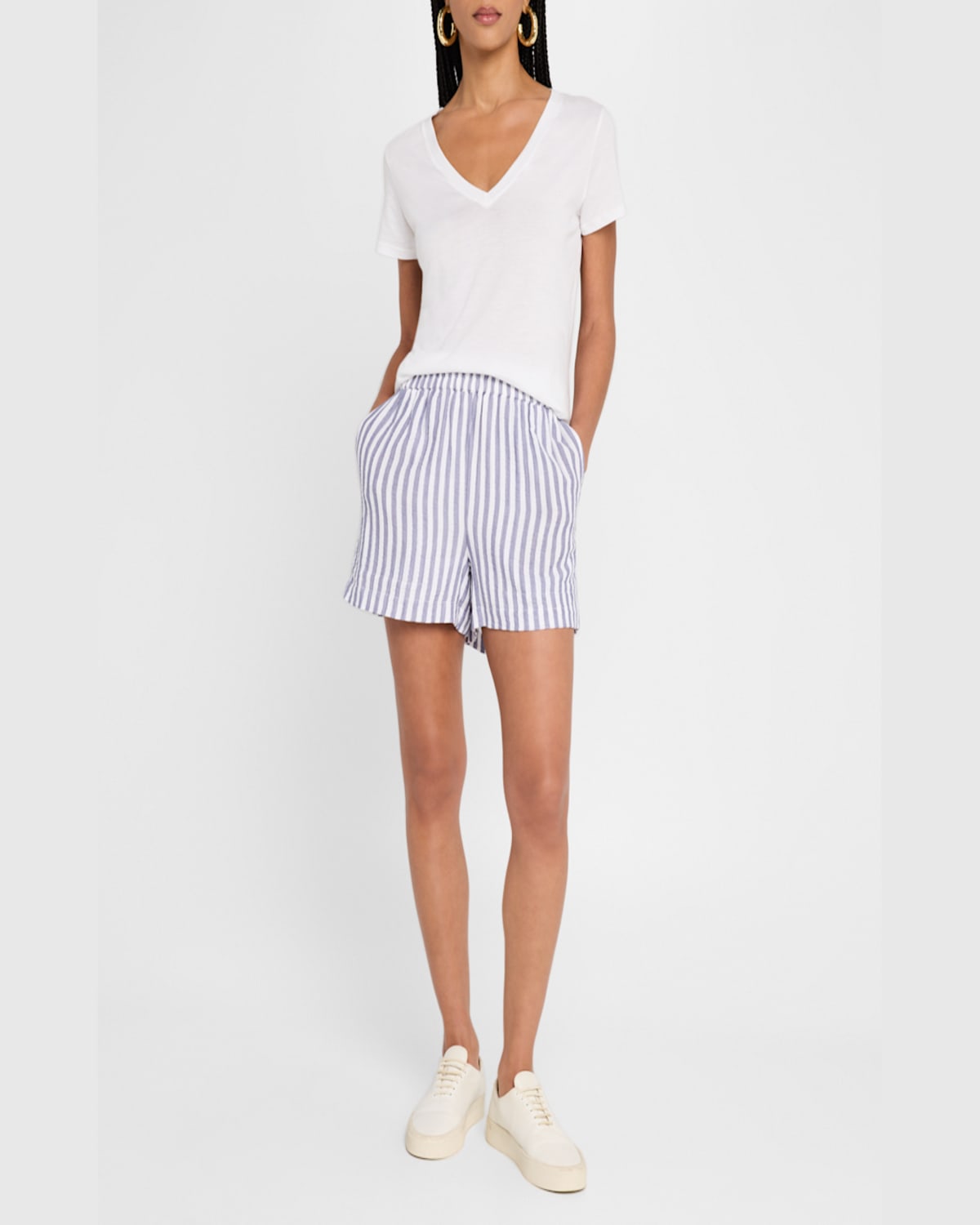 Rails Leighton Stripe Organic Cotton Gauze Shorts In Admiral Stripe