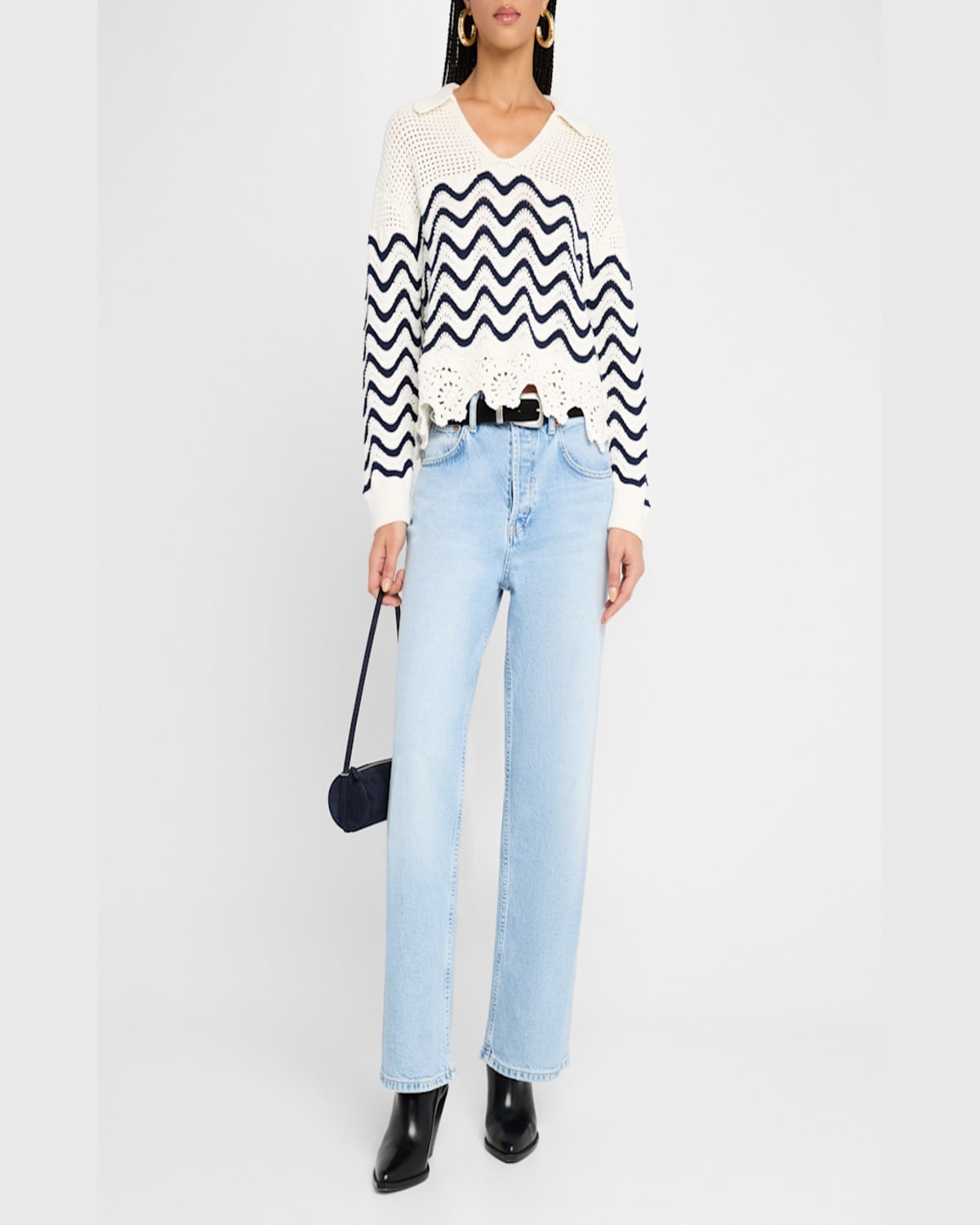 Rails Louise Crochet Sweater In Wave Stripe
