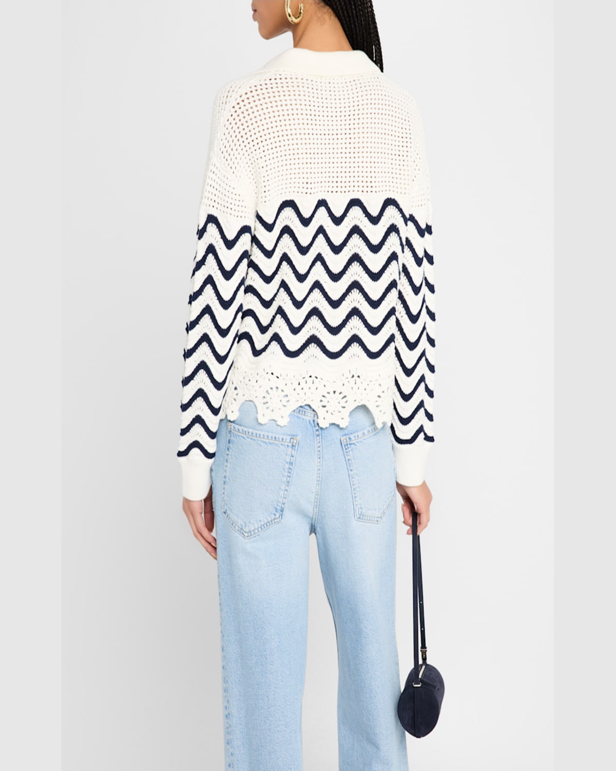 Rails Louise Crochet Sweater In Wave Stripe