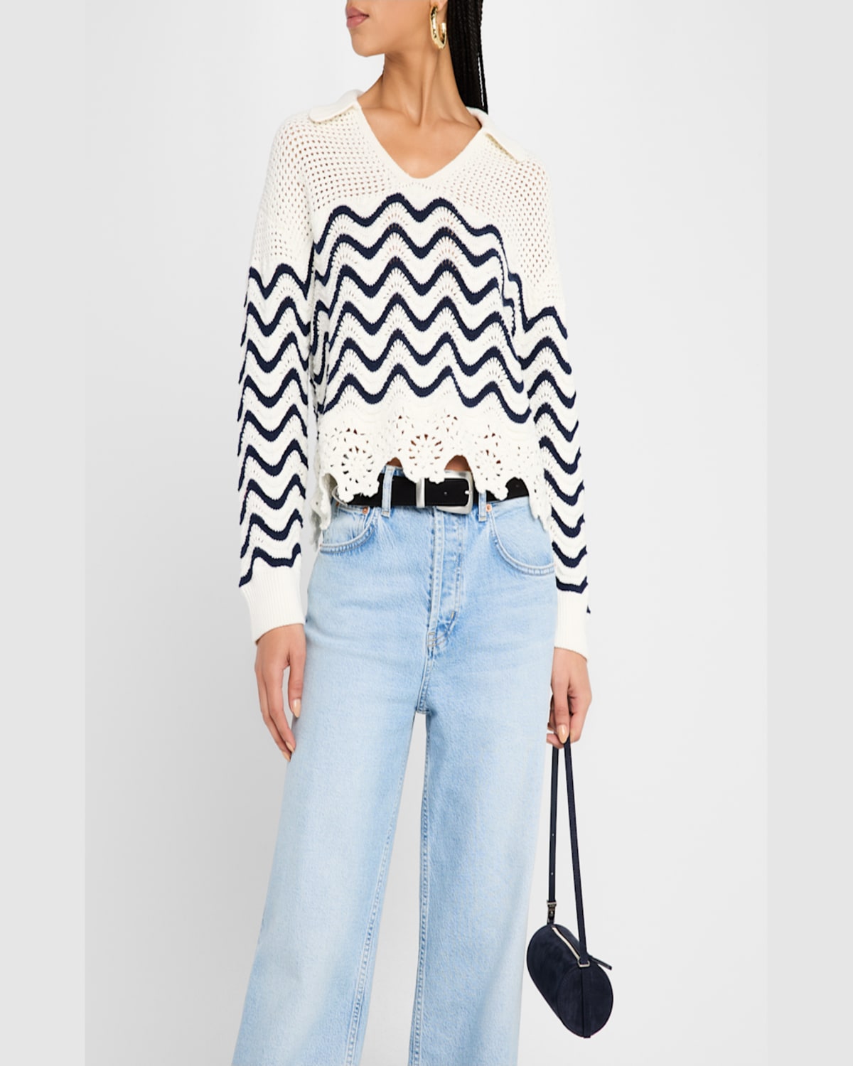 Rails Louise Crochet Sweater In Wave Stripe