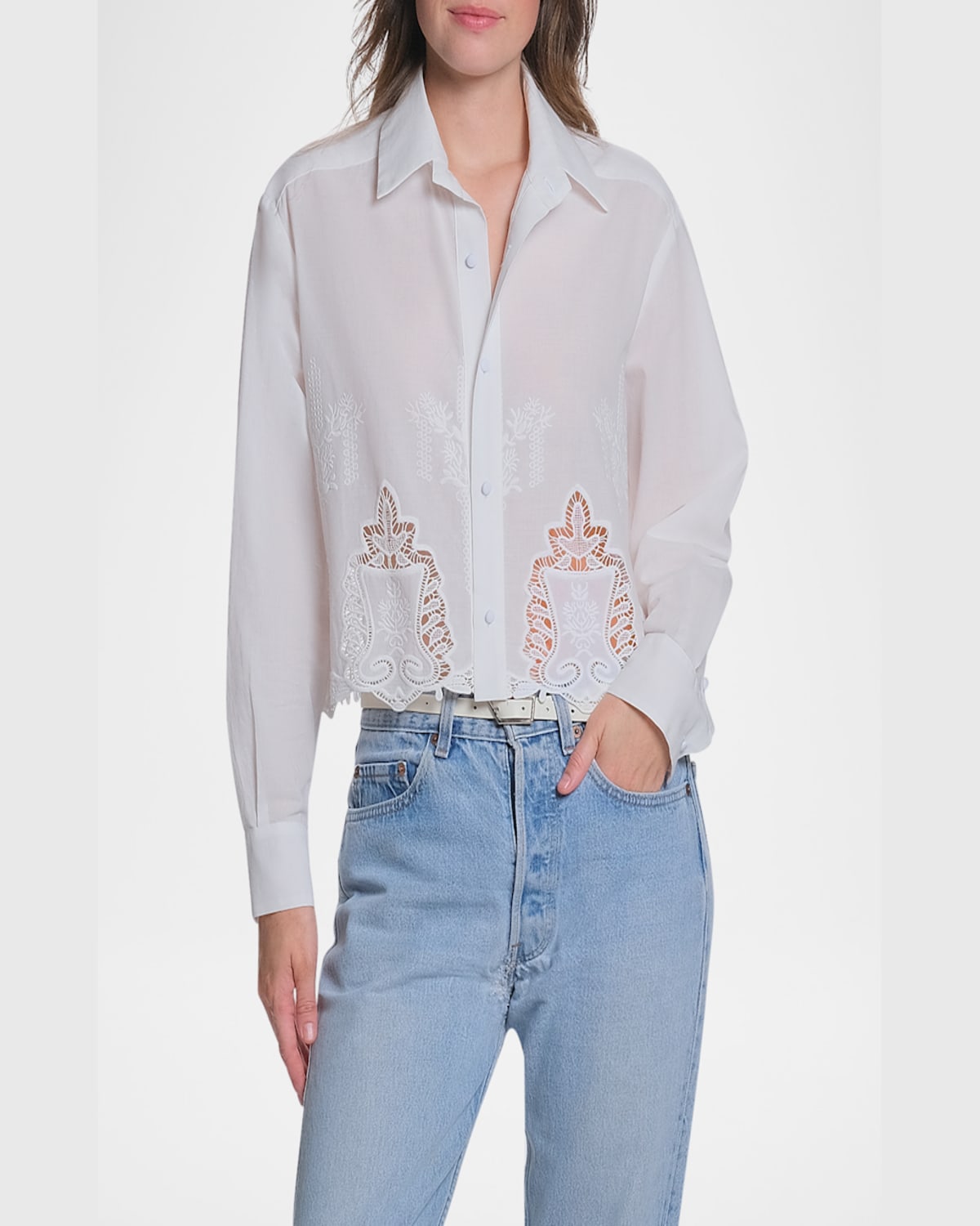 Cissa The Shorty Cropped Shirt In Vintage Lace