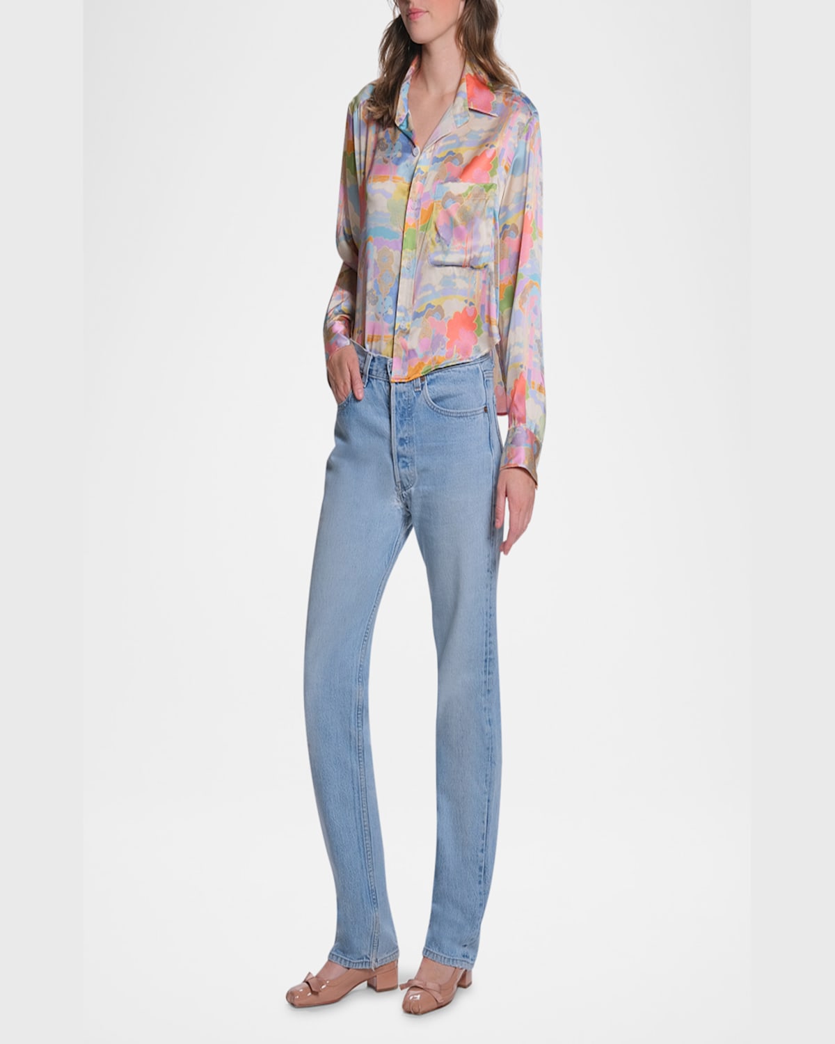 Cissa Liberty Of London - The Belle Button-front Silk Shirt In Prospect Road