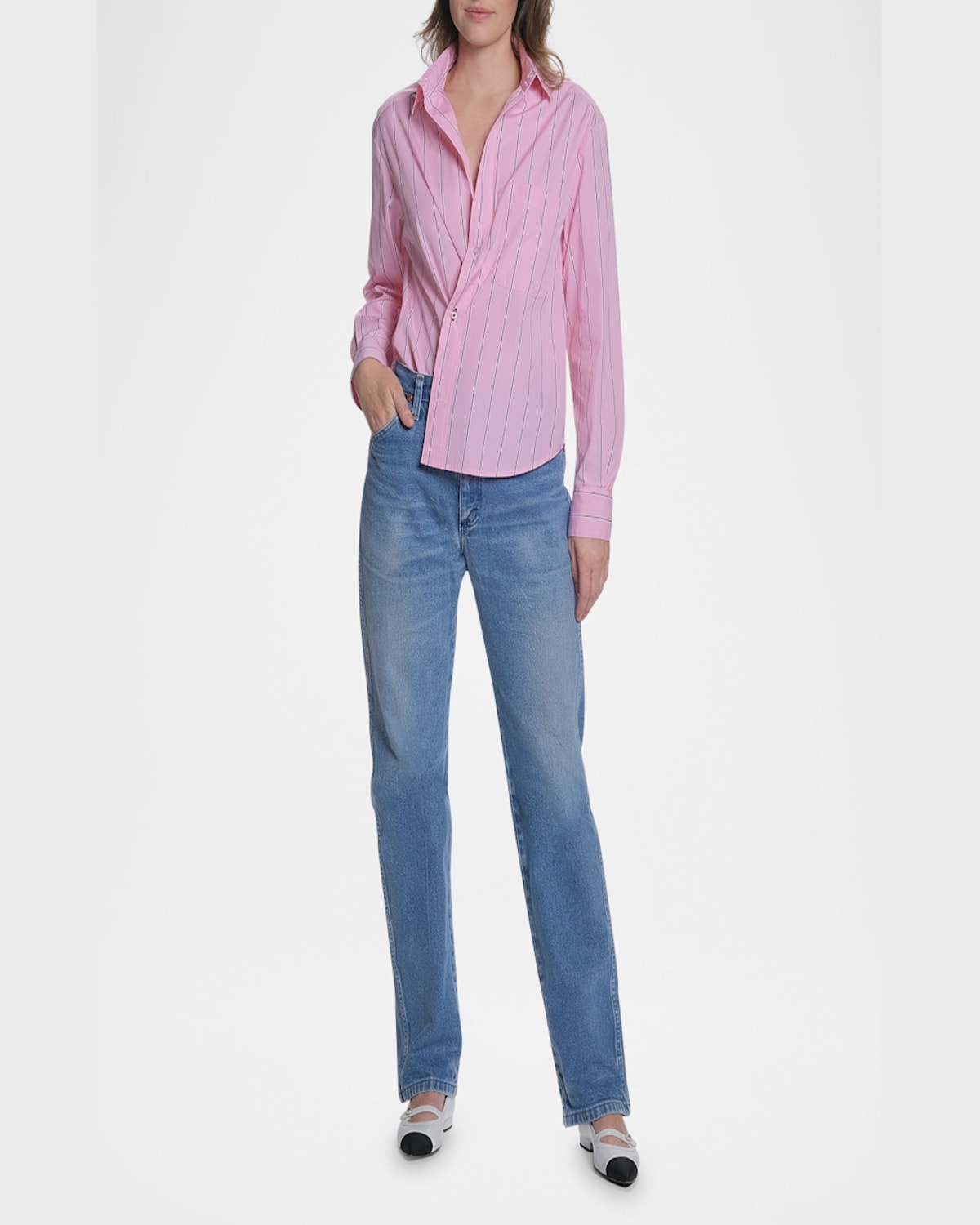 Cissa The Daily Versatile Button-front Shirt In Breakers Stripe