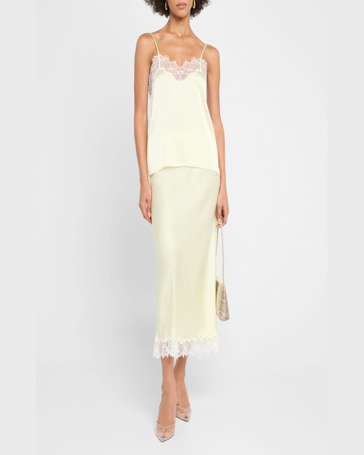 Shop Sablyn Miranda Scalloped Lace Bias-cut Skirt In Pale Citron
