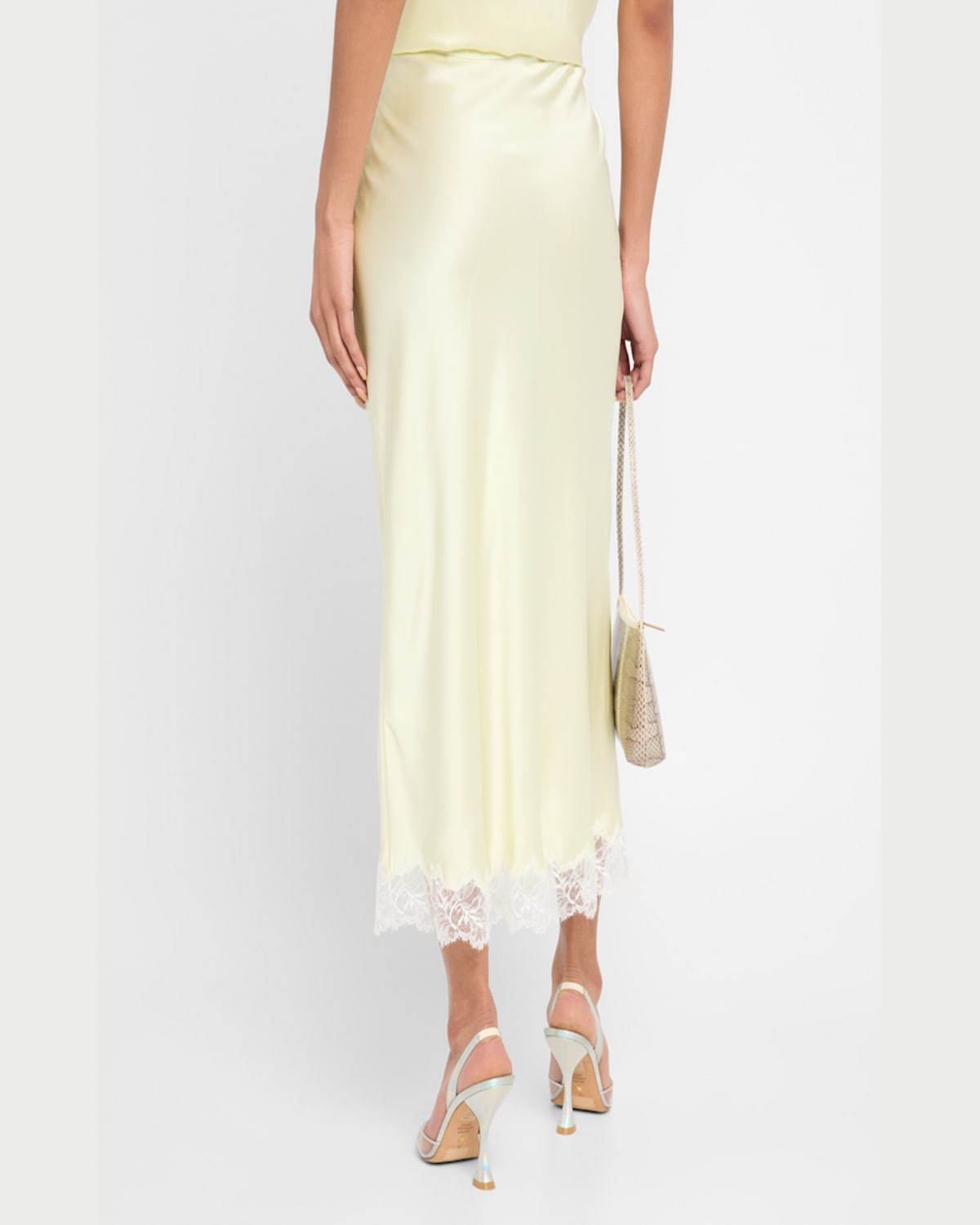 Shop Sablyn Miranda Scalloped Lace Bias-cut Skirt In Pale Citron