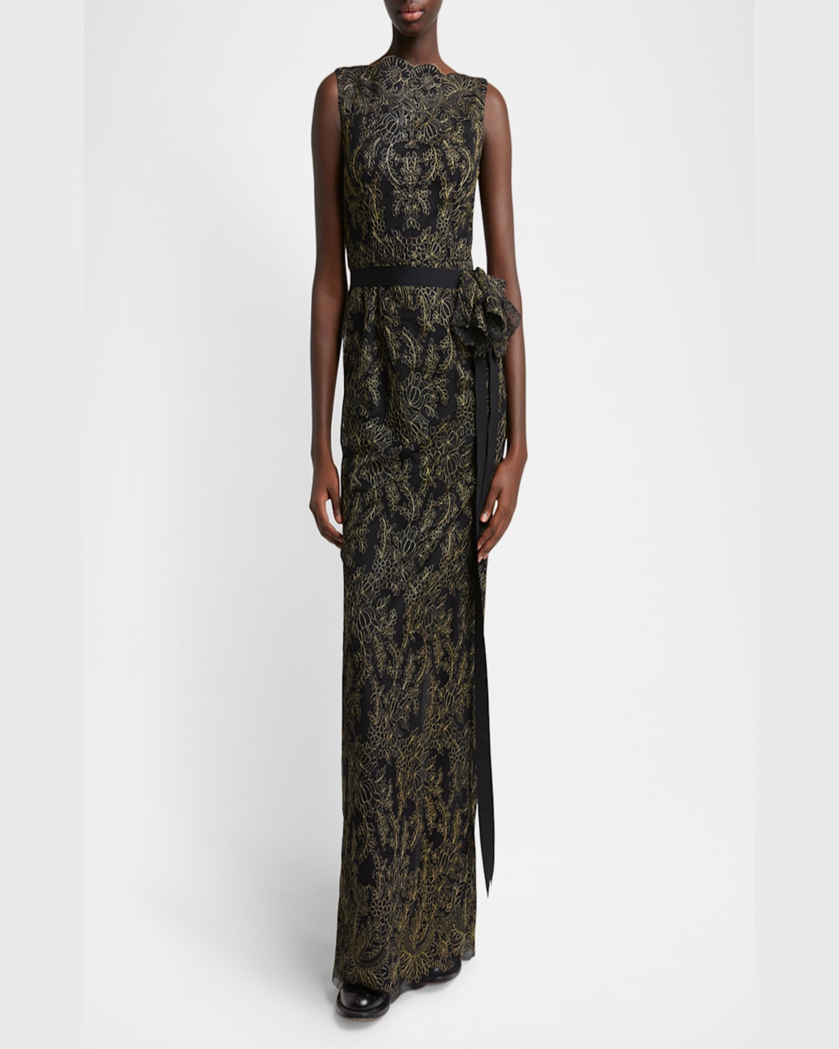 ERDEM SLEEVELESS PENCIL EMBROIDERED GOWN 