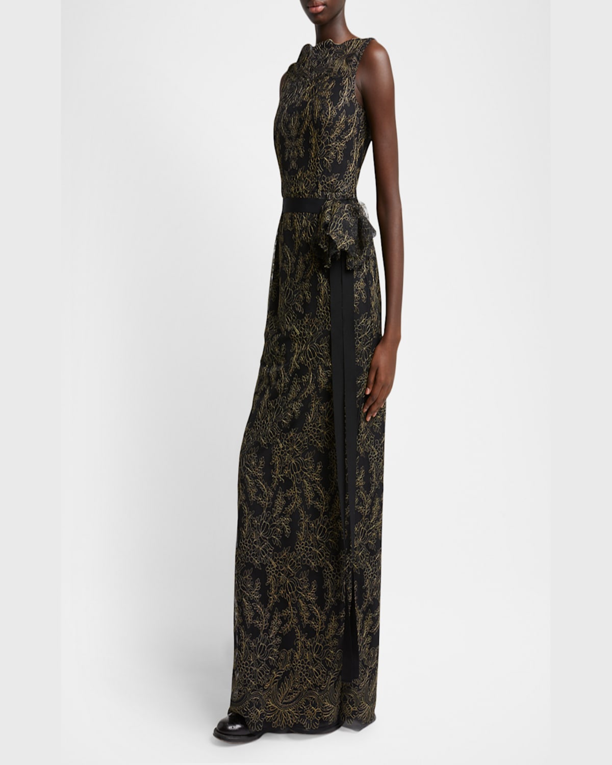 ERDEM SLEEVELESS PENCIL EMBROIDERED GOWN 