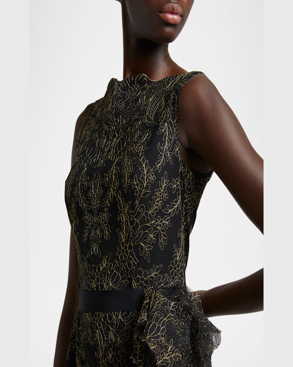 ERDEM SLEEVELESS PENCIL EMBROIDERED GOWN 