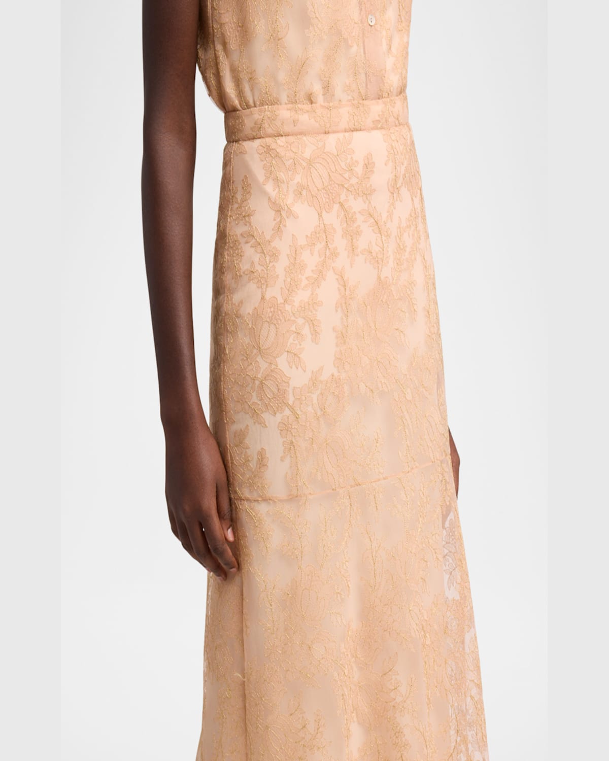 ERDEM FLORAL EMBROIDERED TULLE MIDI SKIRT 