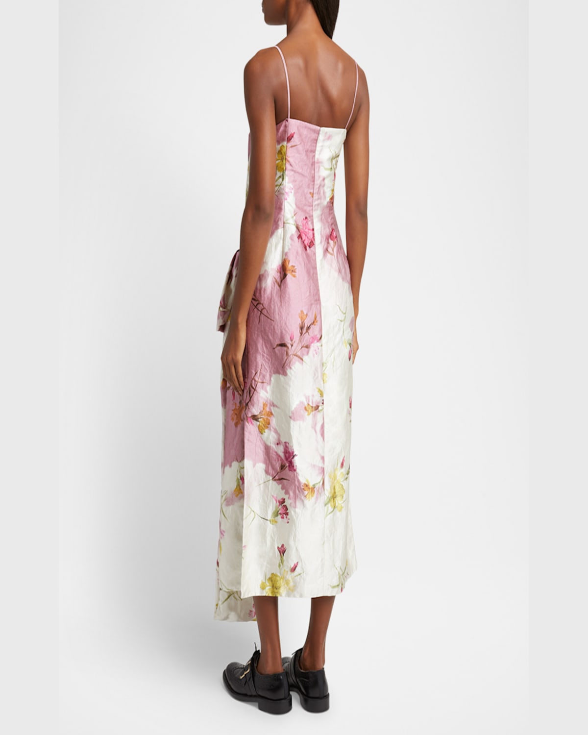 ERDEM FLORAL BOW DRAPED COCKTAIL DRESS 