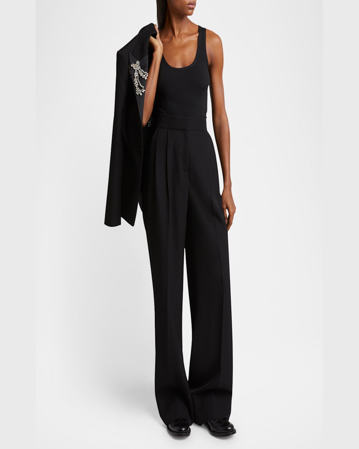 ERDEM PLEATED WIDE-LEG TROUSERS 