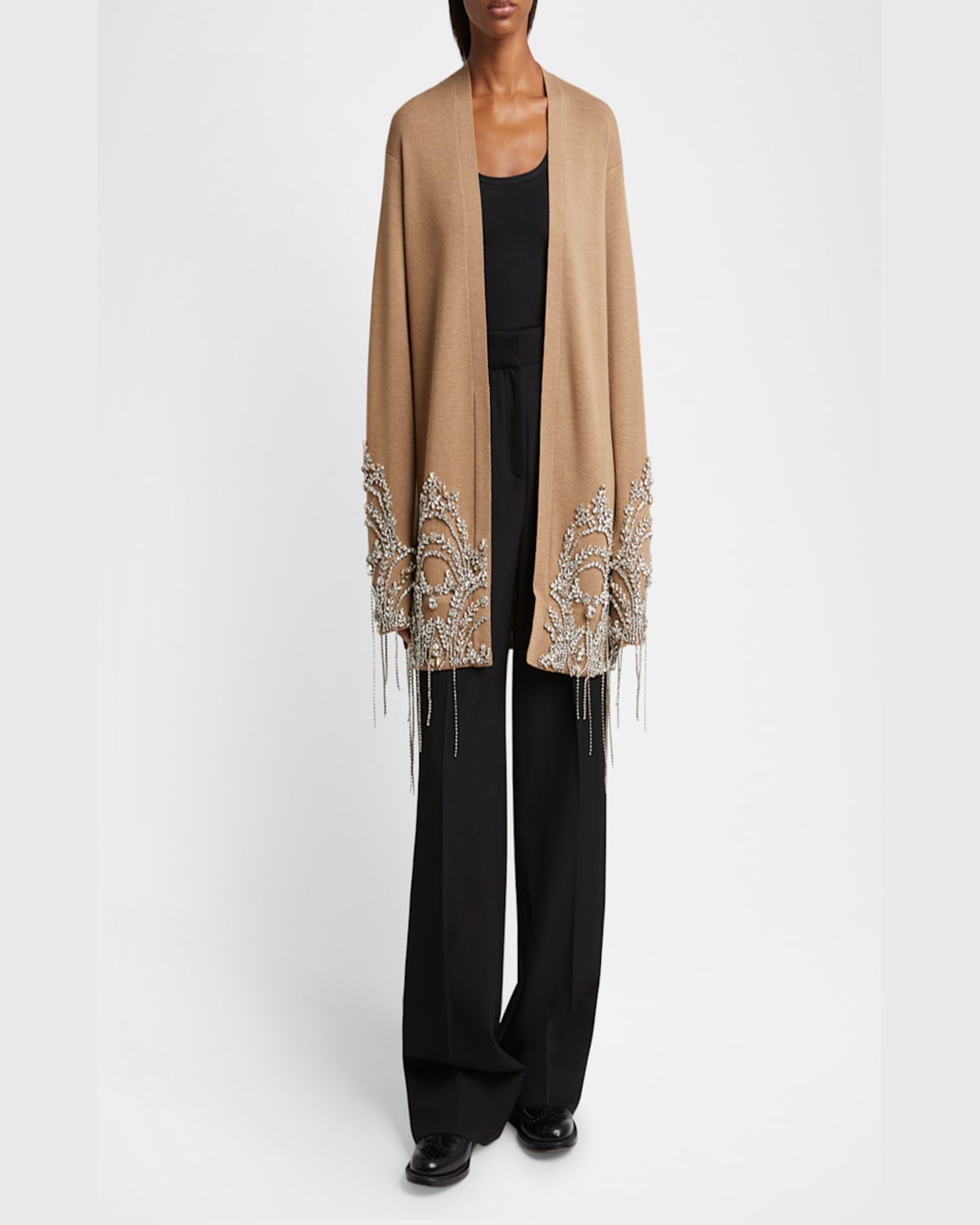 ERDEM CRYSTAL EMBELLISHED FINE MERINO CARDIGAN 
