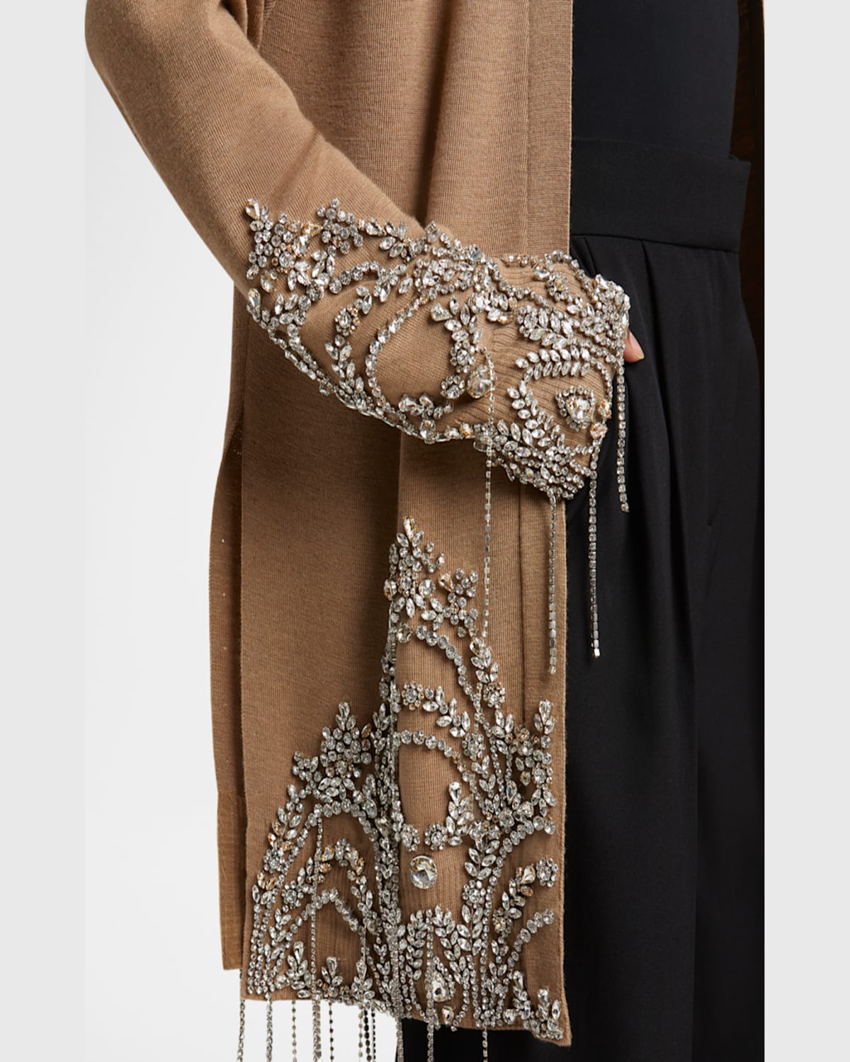 ERDEM CRYSTAL EMBELLISHED FINE MERINO CARDIGAN 