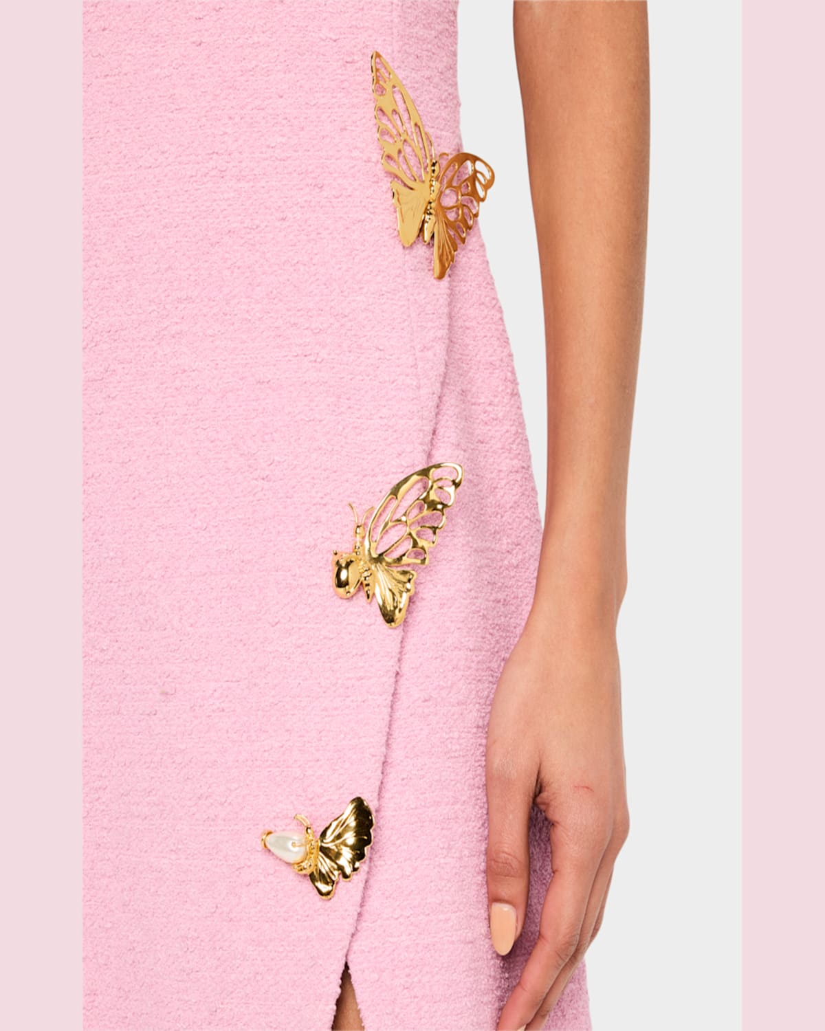 Shop Oscar De La Renta Cap-sleeve Butterfly-slit Tweed Mini Dress