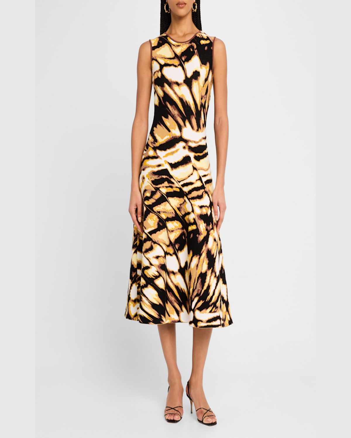 Shop Oscar De La Renta Sleeveless Butterfly Jacquard Knit Midi Dress