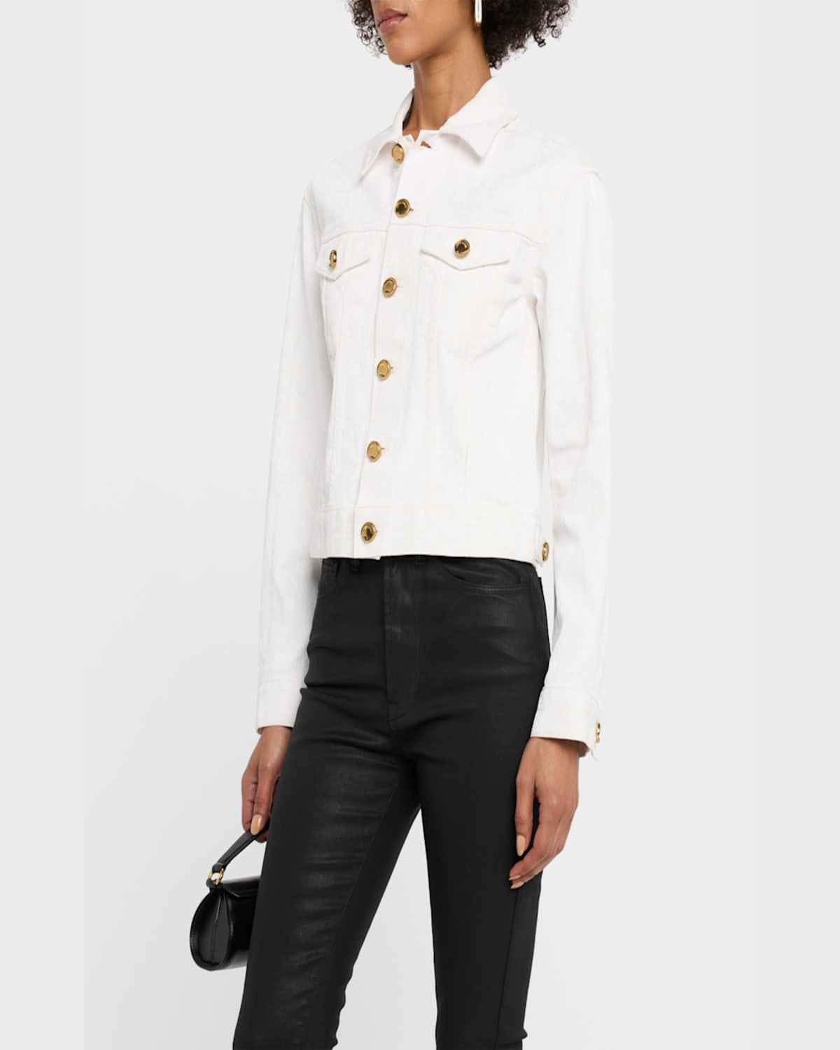 Shop Roberto Cavalli Coated Denim Jacket In Bianco