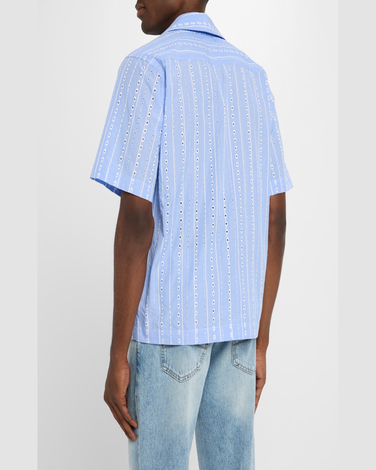 Scotch & Soda Embroidered Relaxed Fit Striped Shirt In Sky Blue