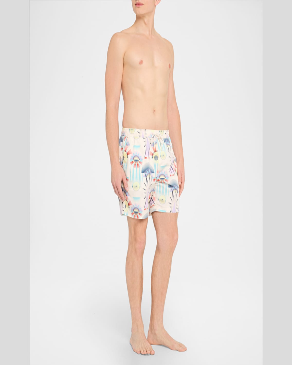 Scotch & Soda Printed Drawstring 6.3 Swim Shorts In Luna Pier White Aop