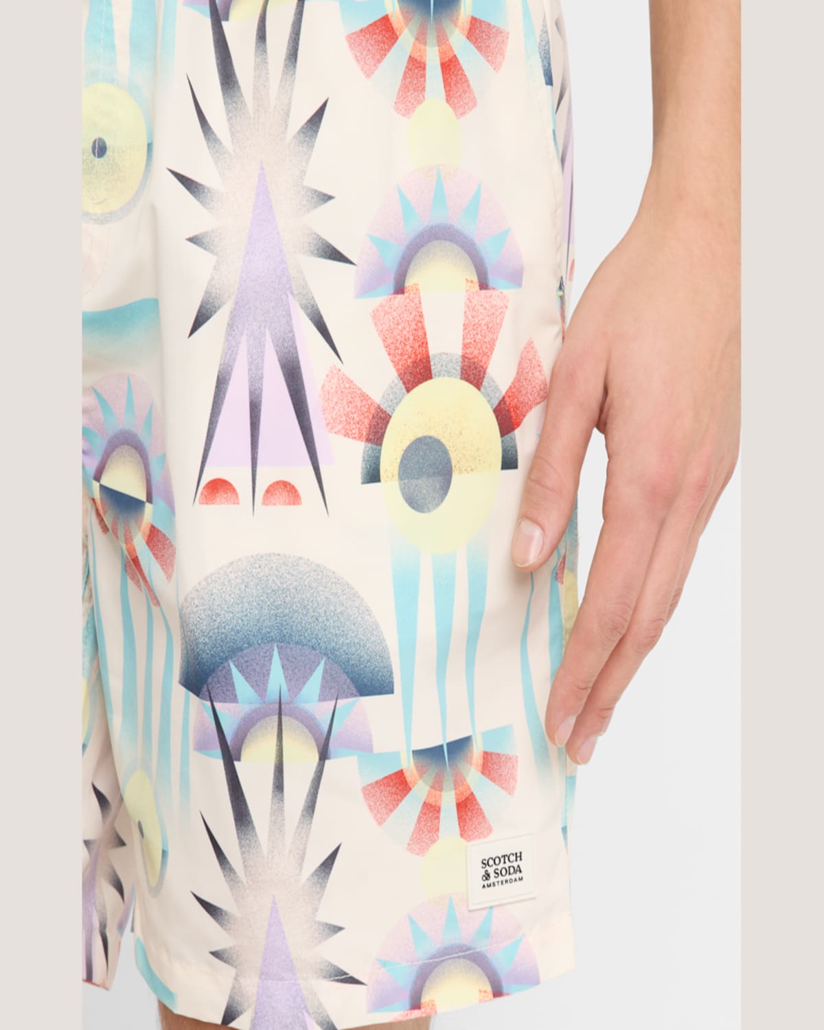 Scotch & Soda Printed Drawstring 6.3 Swim Shorts In Luna Pier White Aop