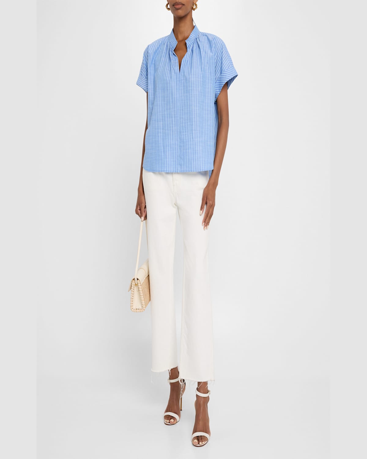 Shop Finley Jay Striped Cotton Chambray Top