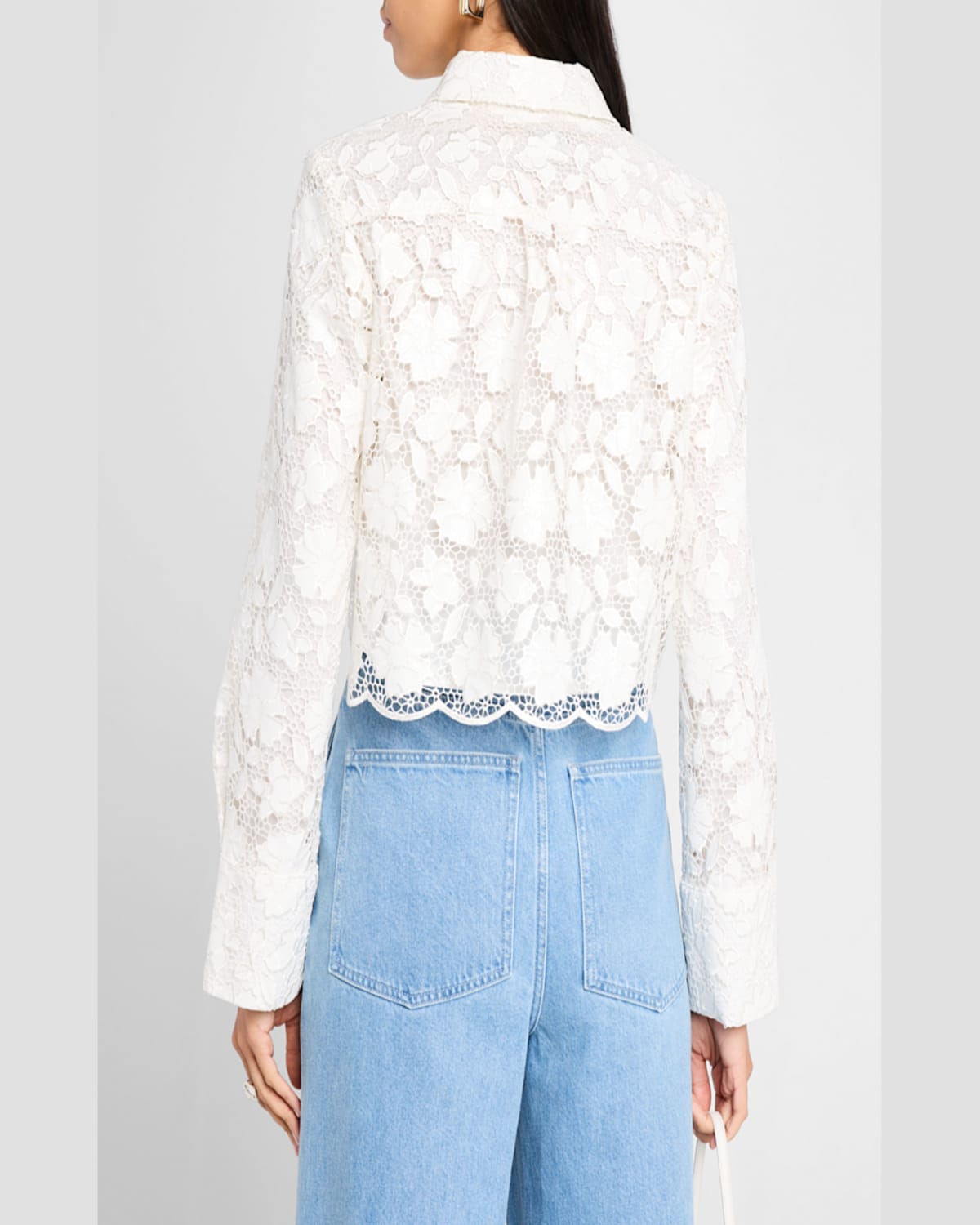 Toccin Beatrix Long Sleeve Collared Button Front Top In Optic