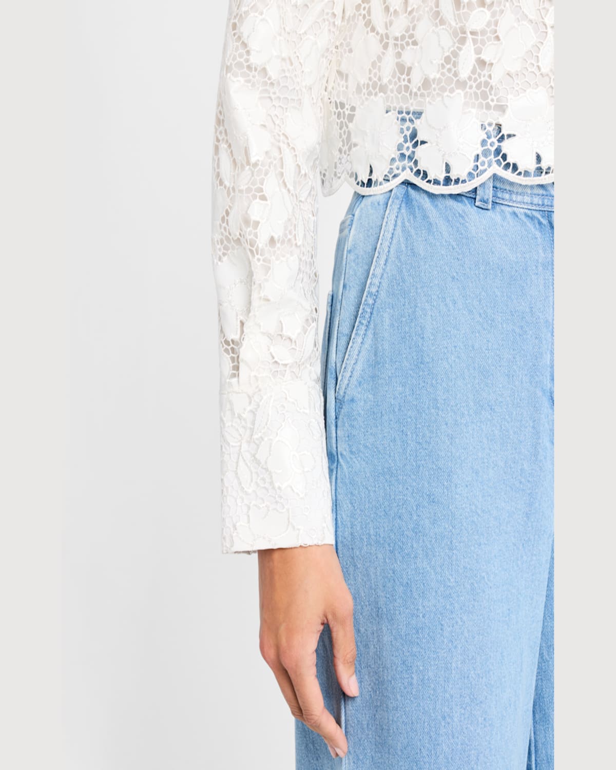 Toccin Beatrix Long Sleeve Collared Button Front Top In Optic