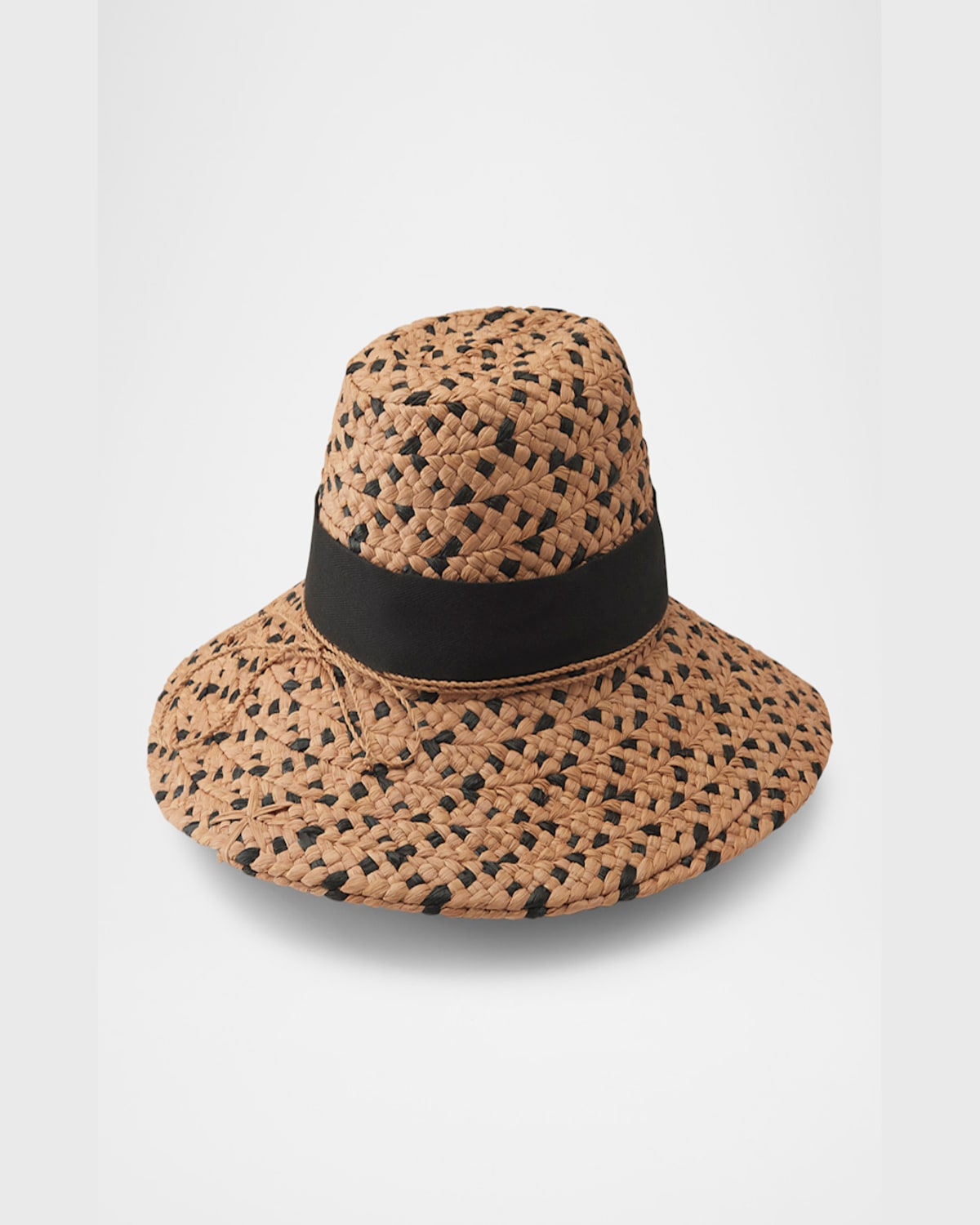 Helen Kaminski Leoni Raffia Woven Fedora In Nougat Charcoal Black