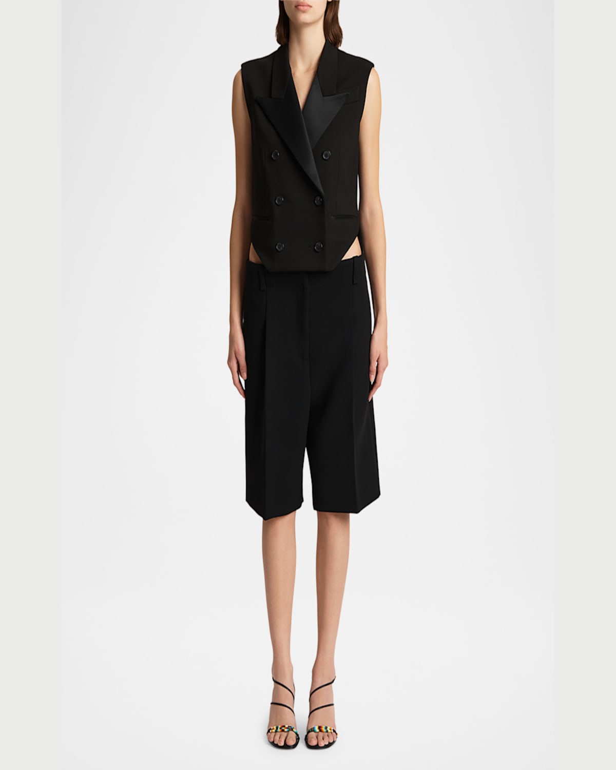 Khaite Orville Double-breasted Tuxedo Vest In Black