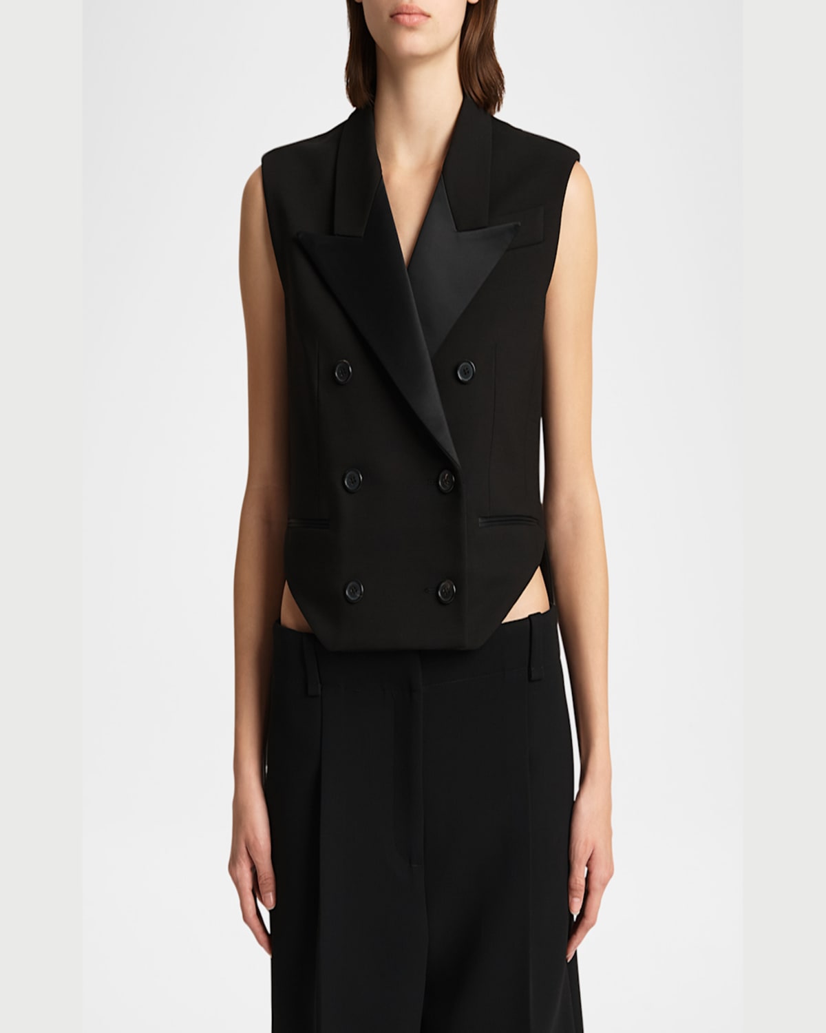 Khaite Orville Double-breasted Tuxedo Vest In Black