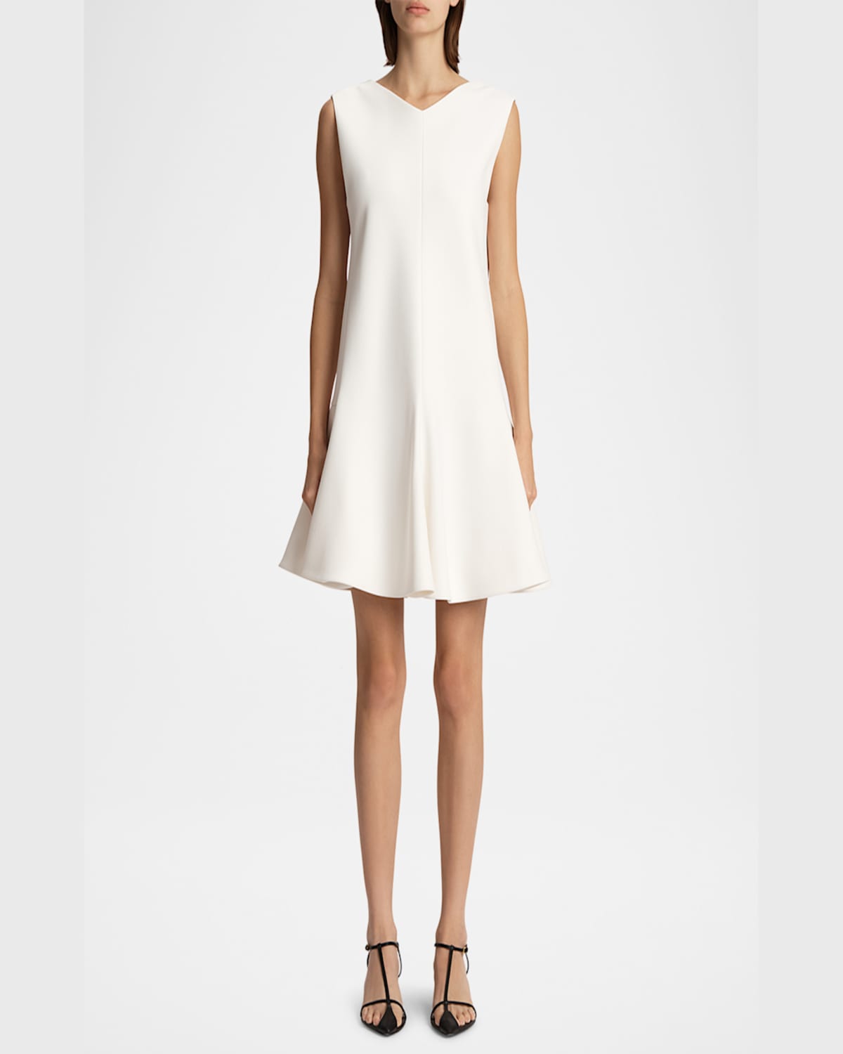 Khaite Mel V-neck Low-back Mini Dress In Chalk