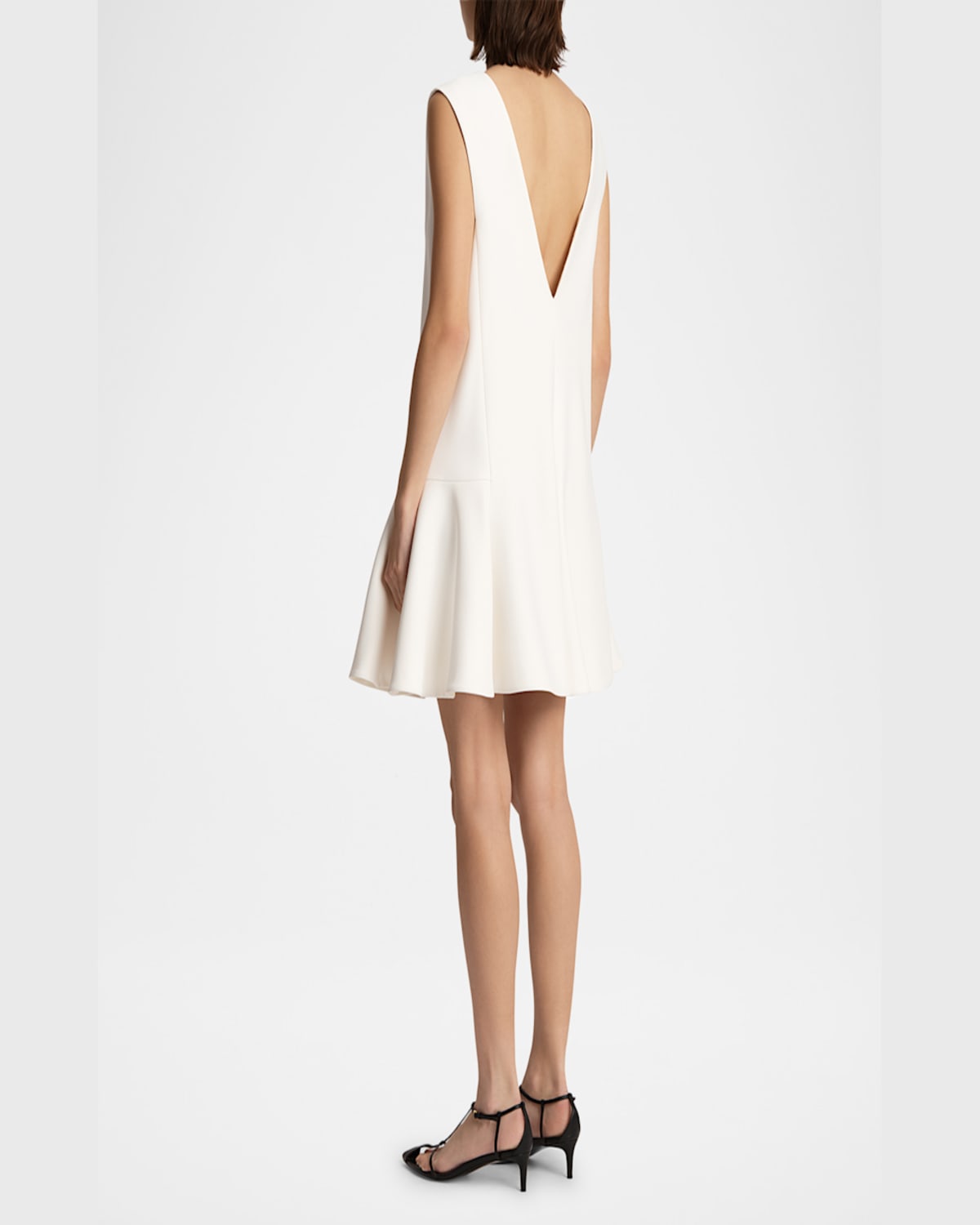 Khaite Mel V-neck Low-back Mini Dress In Chalk