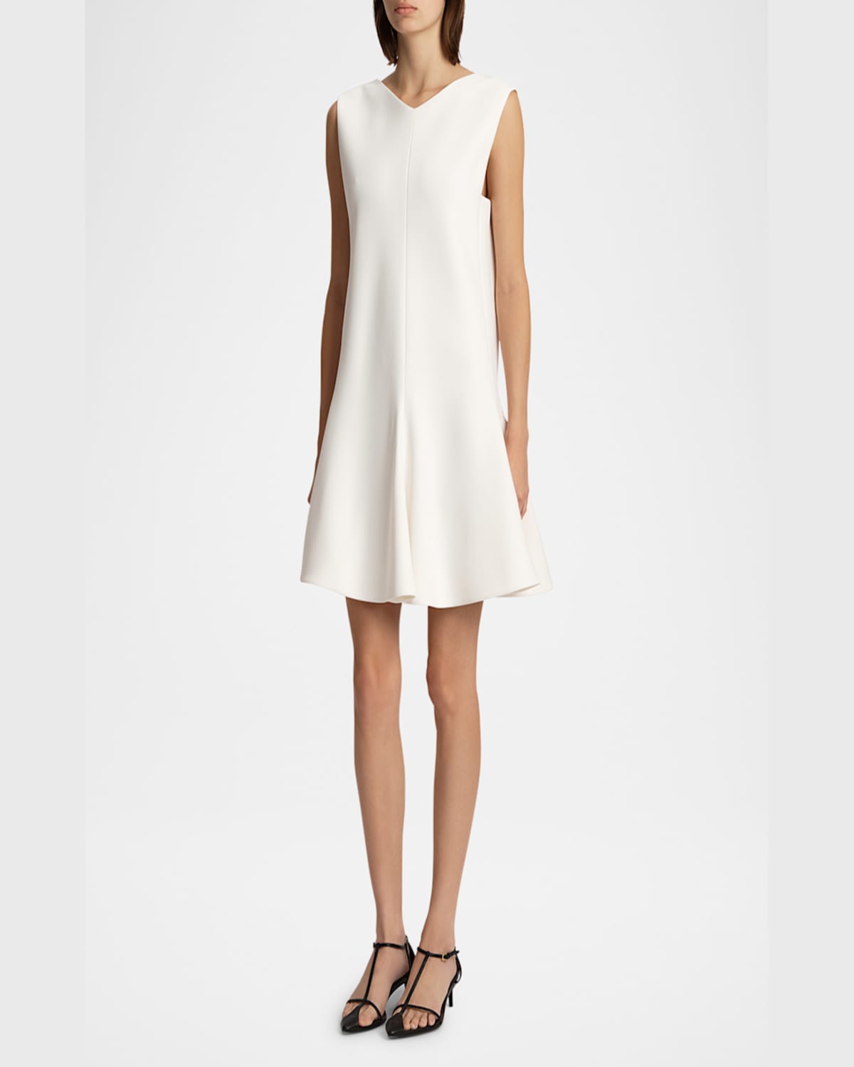 Khaite Mel V-neck Low-back Mini Dress In Chalk