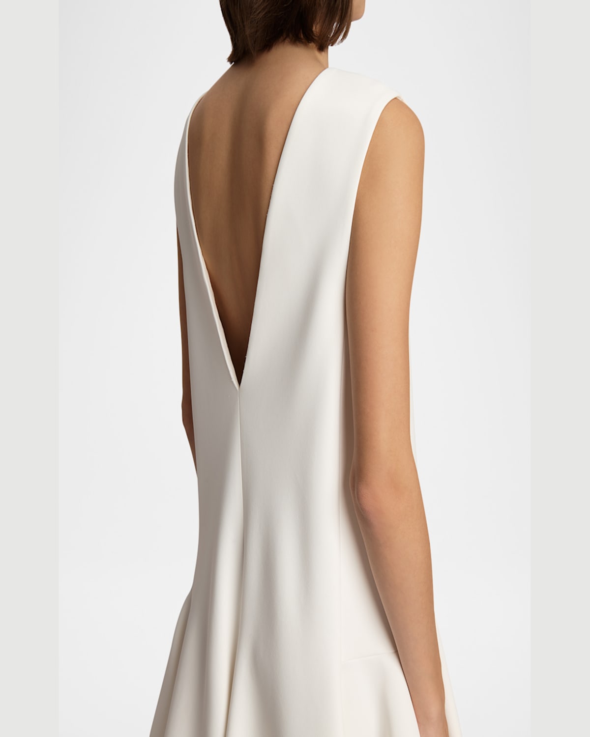 Khaite Mel V-neck Low-back Mini Dress In Chalk