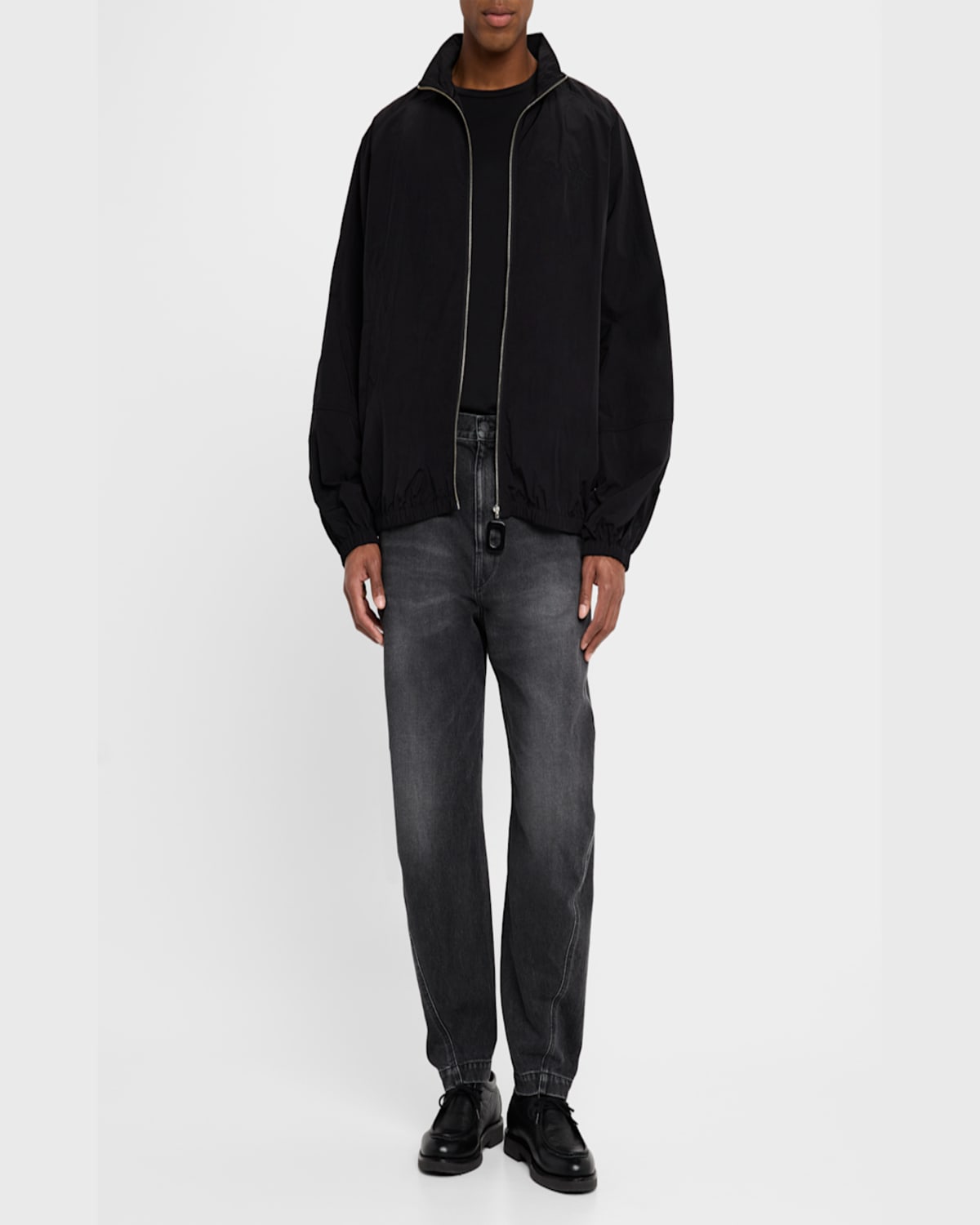 Jw Anderson Black Jacket With Mock Neck And Raglan Sleeves In Tech Fabric Man In Black
