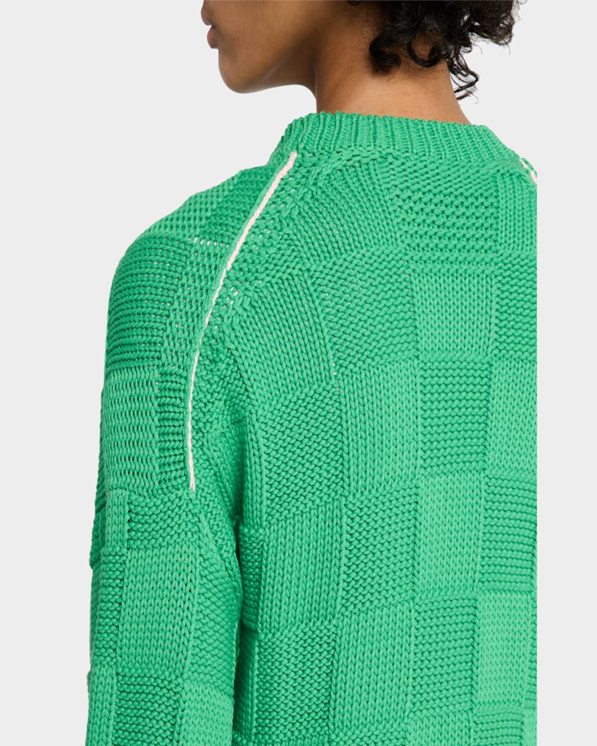 Guest In Residence Checker Cozy Crewneck Sweater In Medium Green