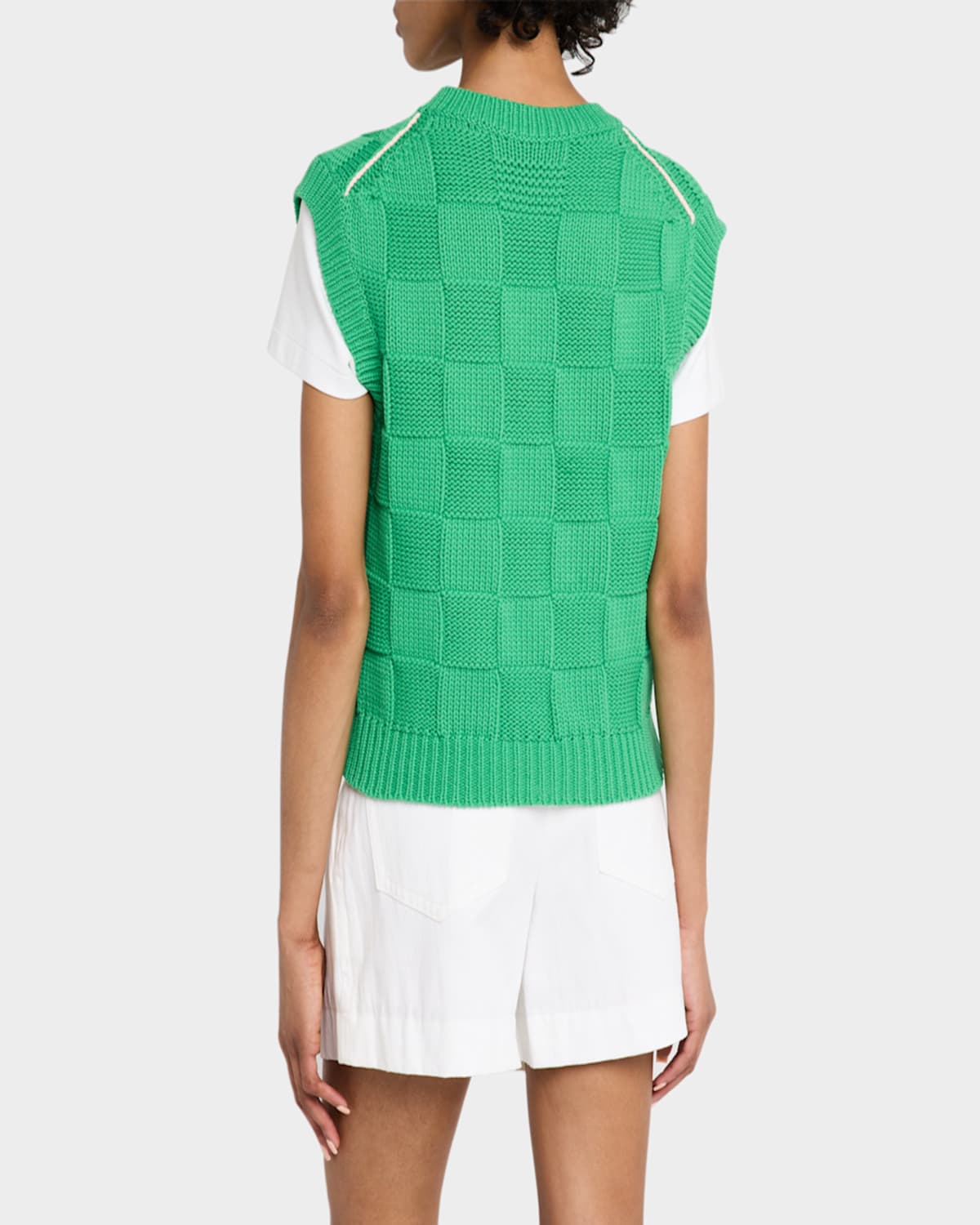 Guest In Residence Checker Vest In Medium Green