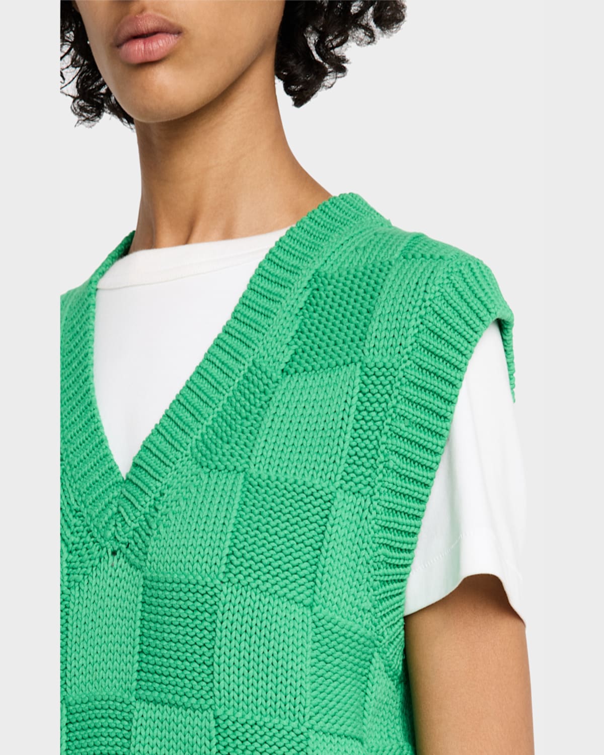 Guest In Residence Checker Vest In Medium Green