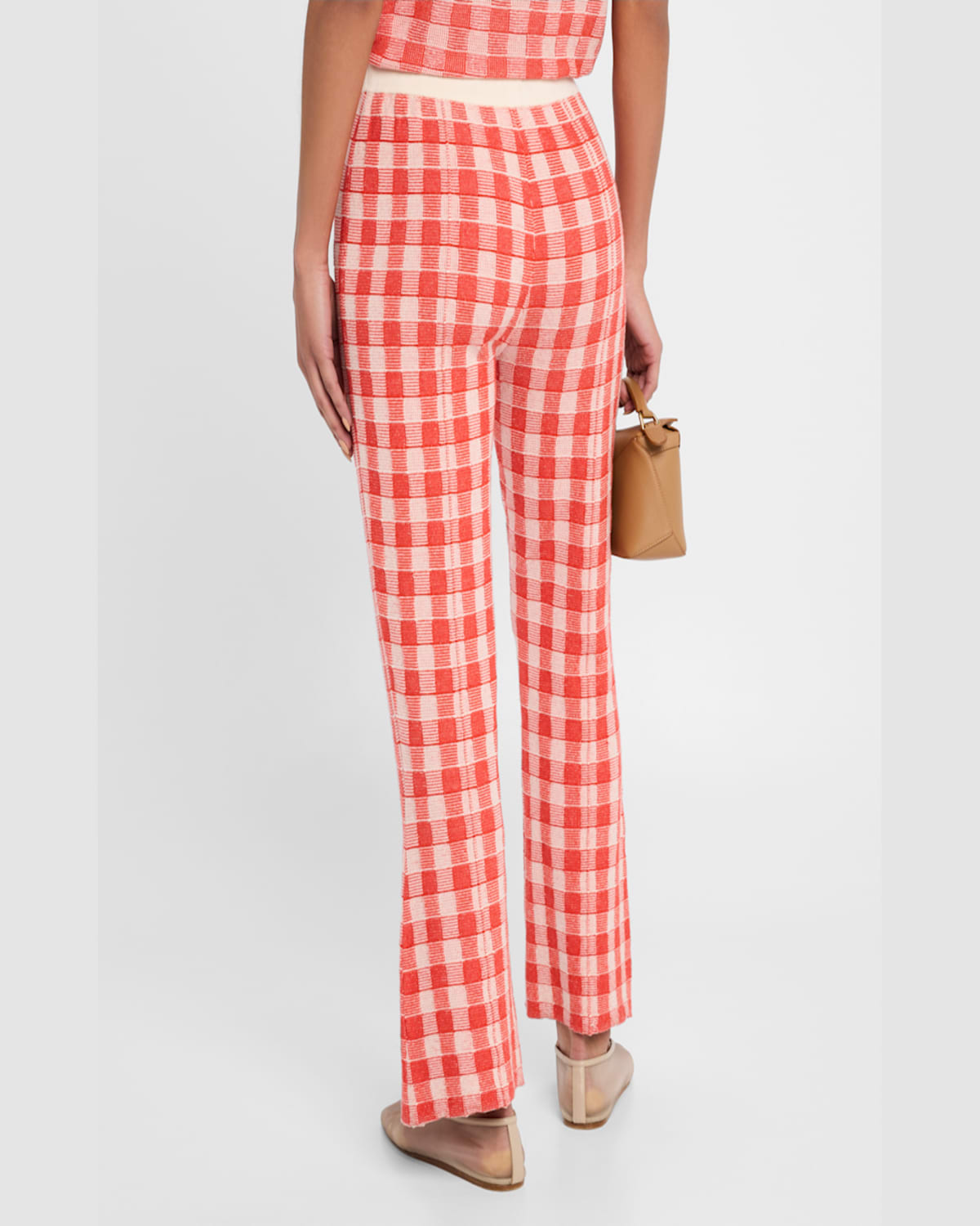 Guest In Residence Gingham Flare Pant In Bright Red