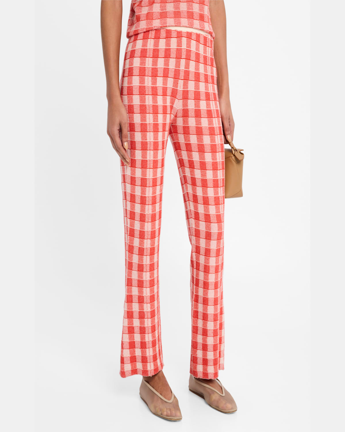 Guest In Residence Gingham Flare Pant In Bright Red