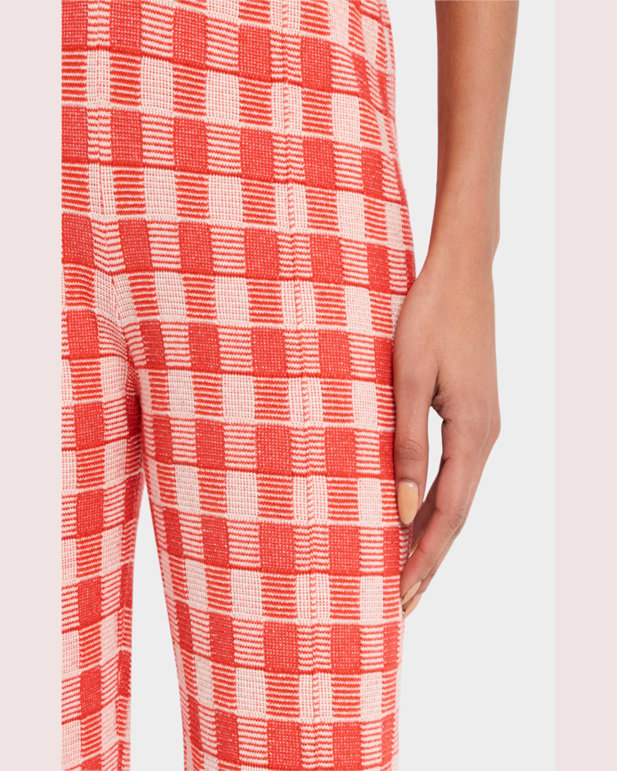 Guest In Residence Gingham Flare Pant In Bright Red