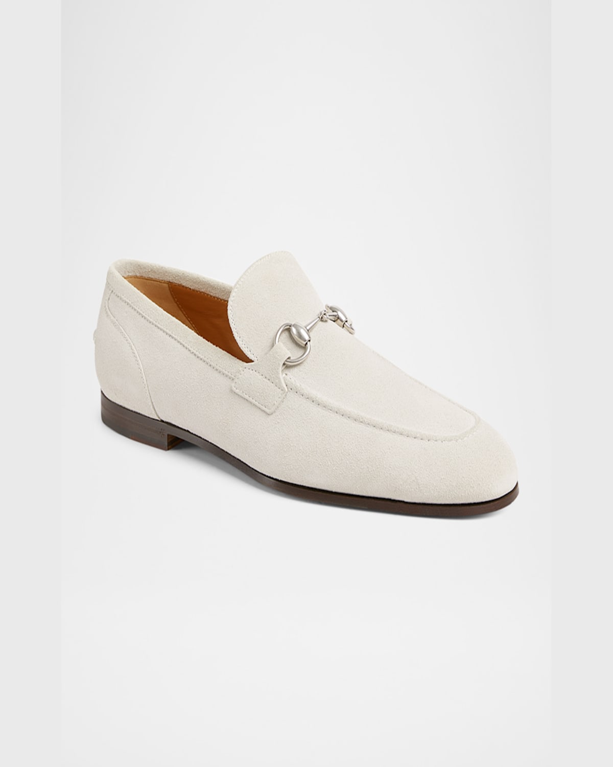 Gucci Men's Jordaan Suede Bit Loafers In Sand
