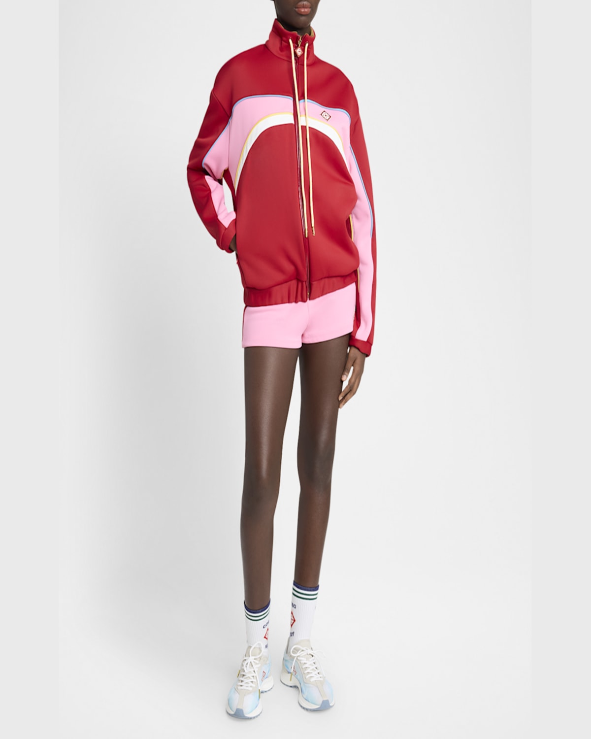 Shop Casablanca Colorblock Oversized Track Jacket In Red