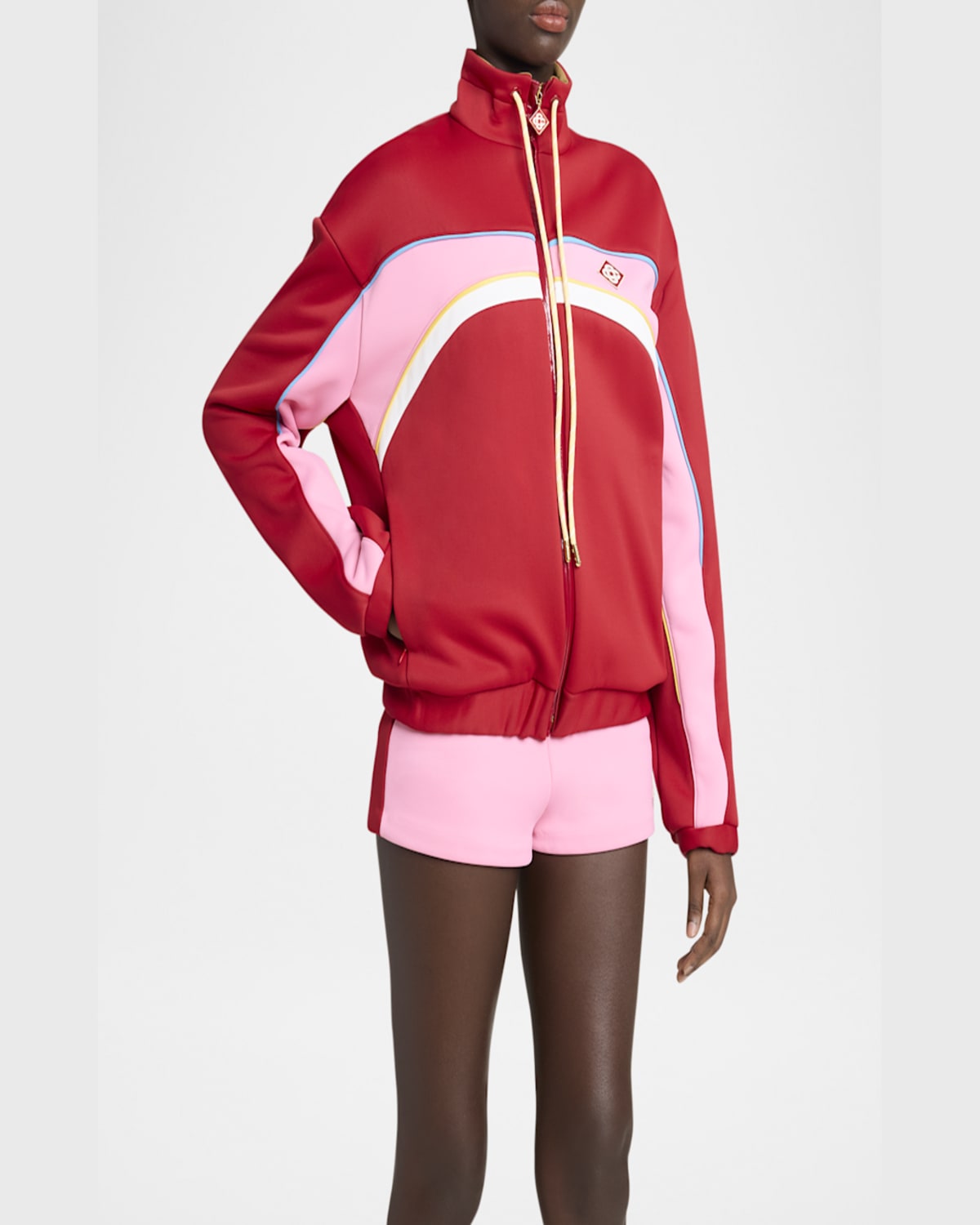 Shop Casablanca Colorblock Oversized Track Jacket In Red