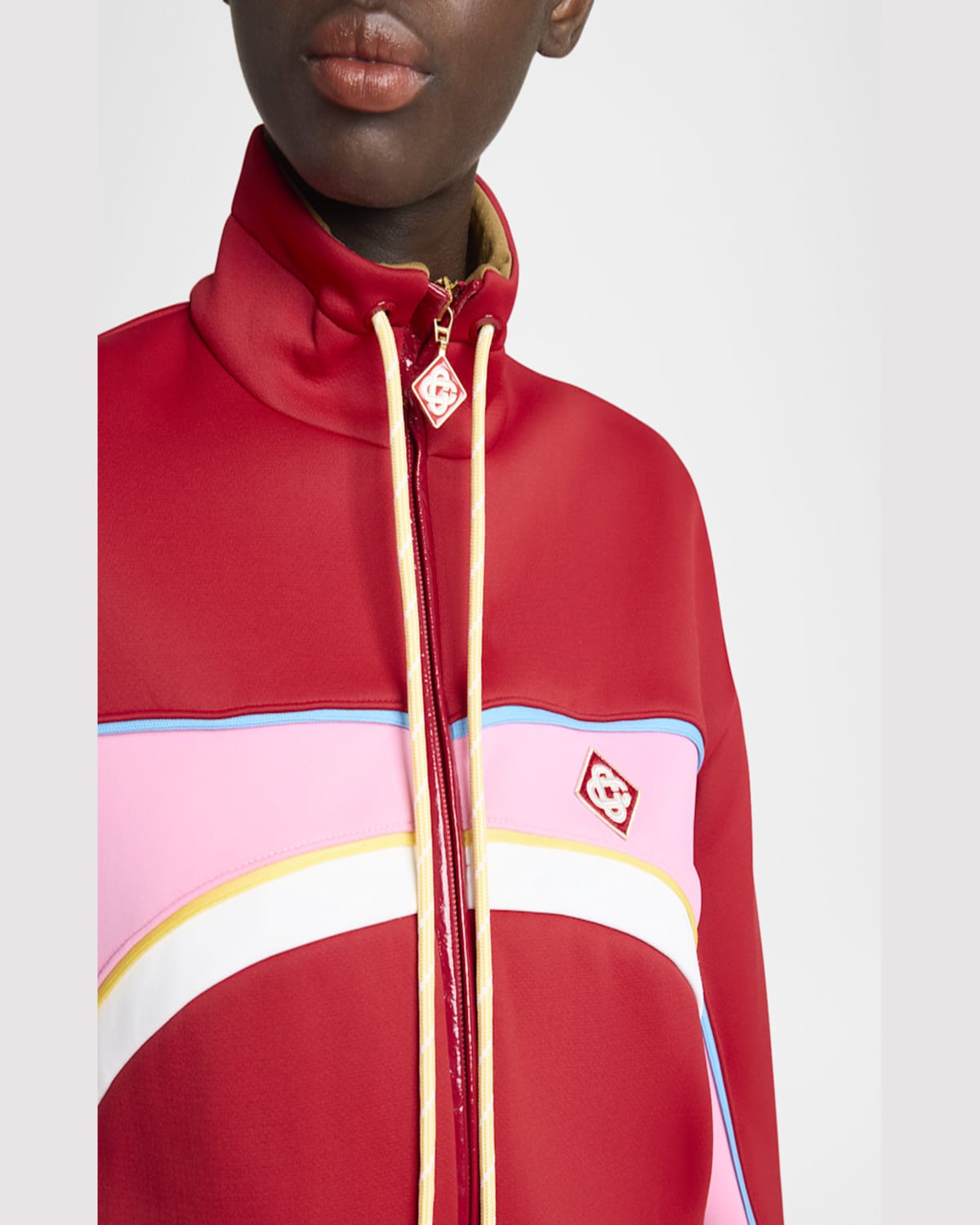 Shop Casablanca Colorblock Oversized Track Jacket In Red