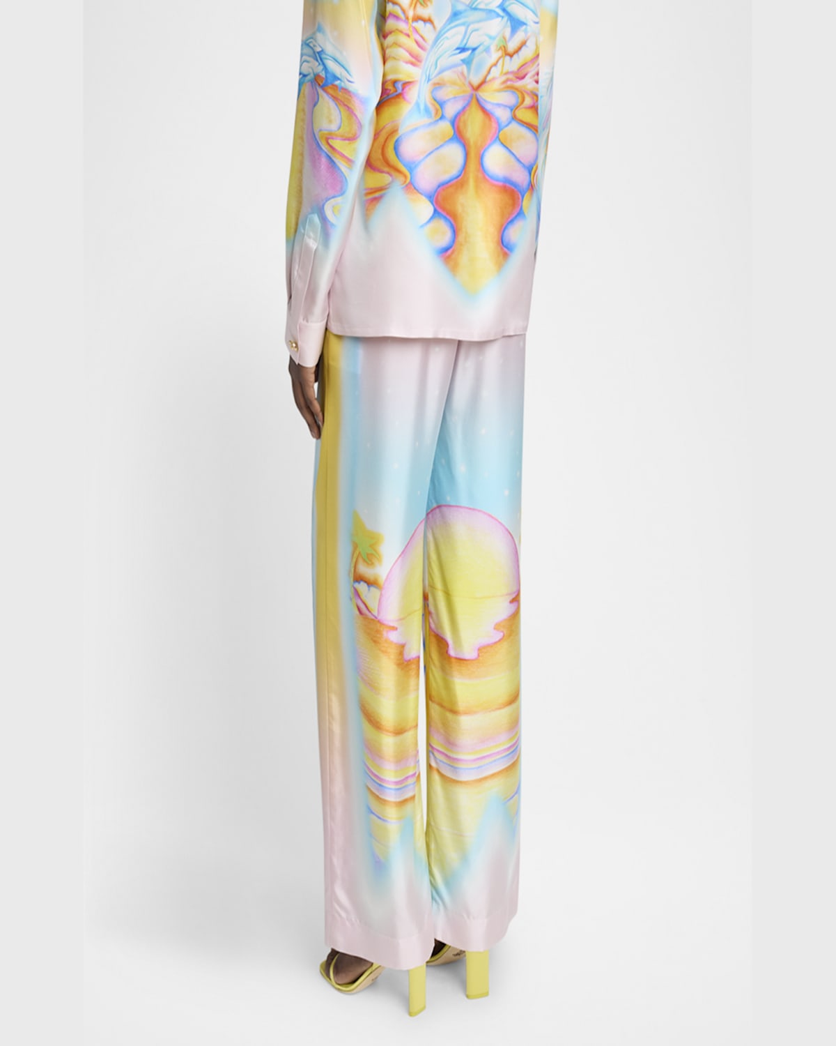 Casablanca Printed Silk Wide-leg Drawstring Trousers In Psychedelic Nir
