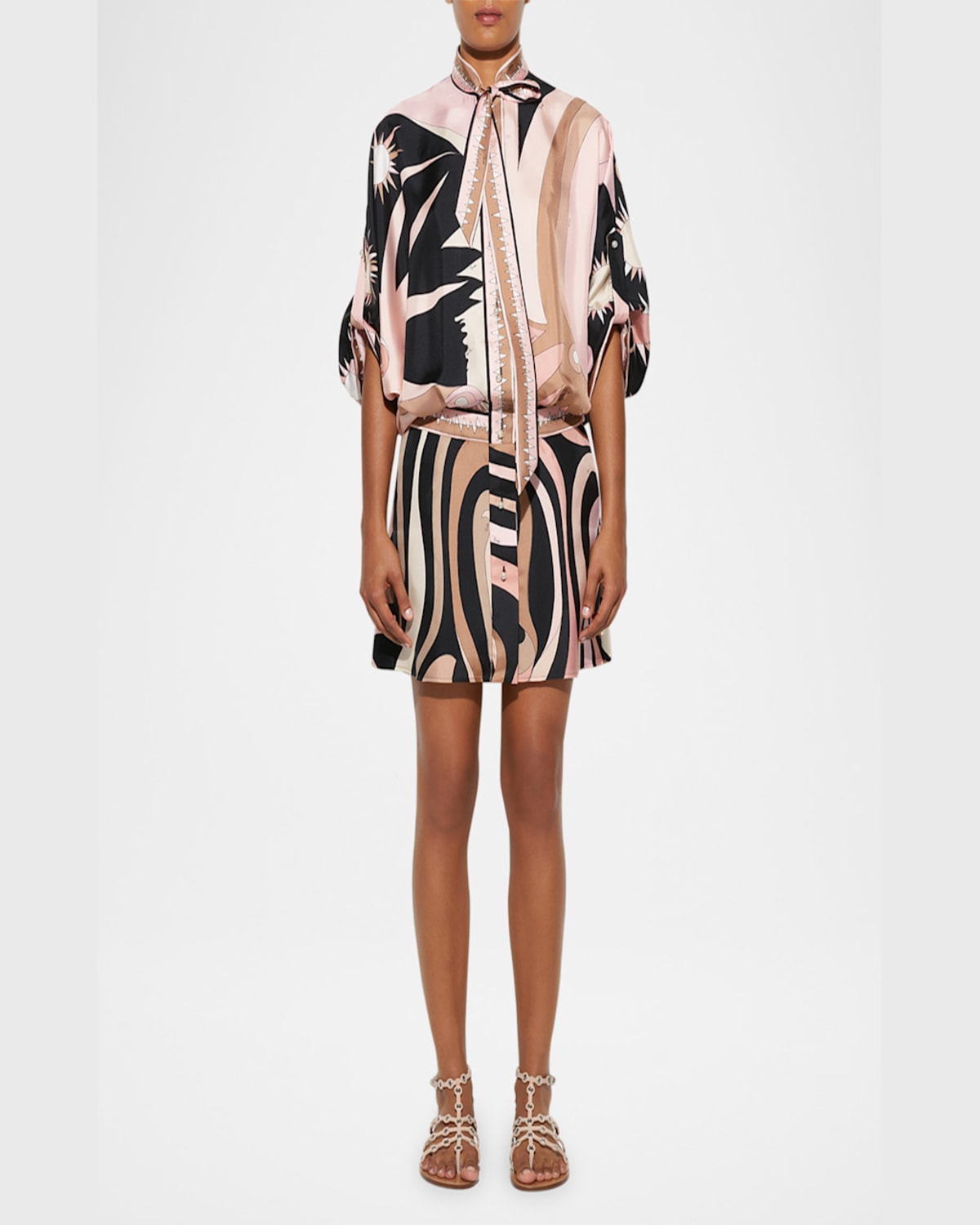 Pucci Mini Dress With Asymmetric Sleeves In Nude