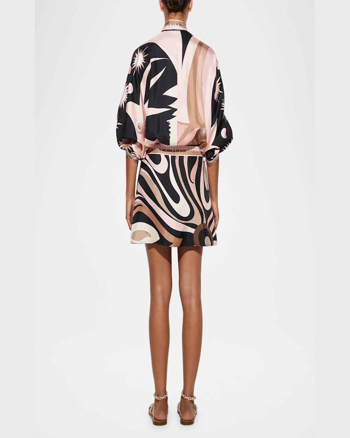 Pucci Mini Dress With Asymmetric Sleeves In Nude