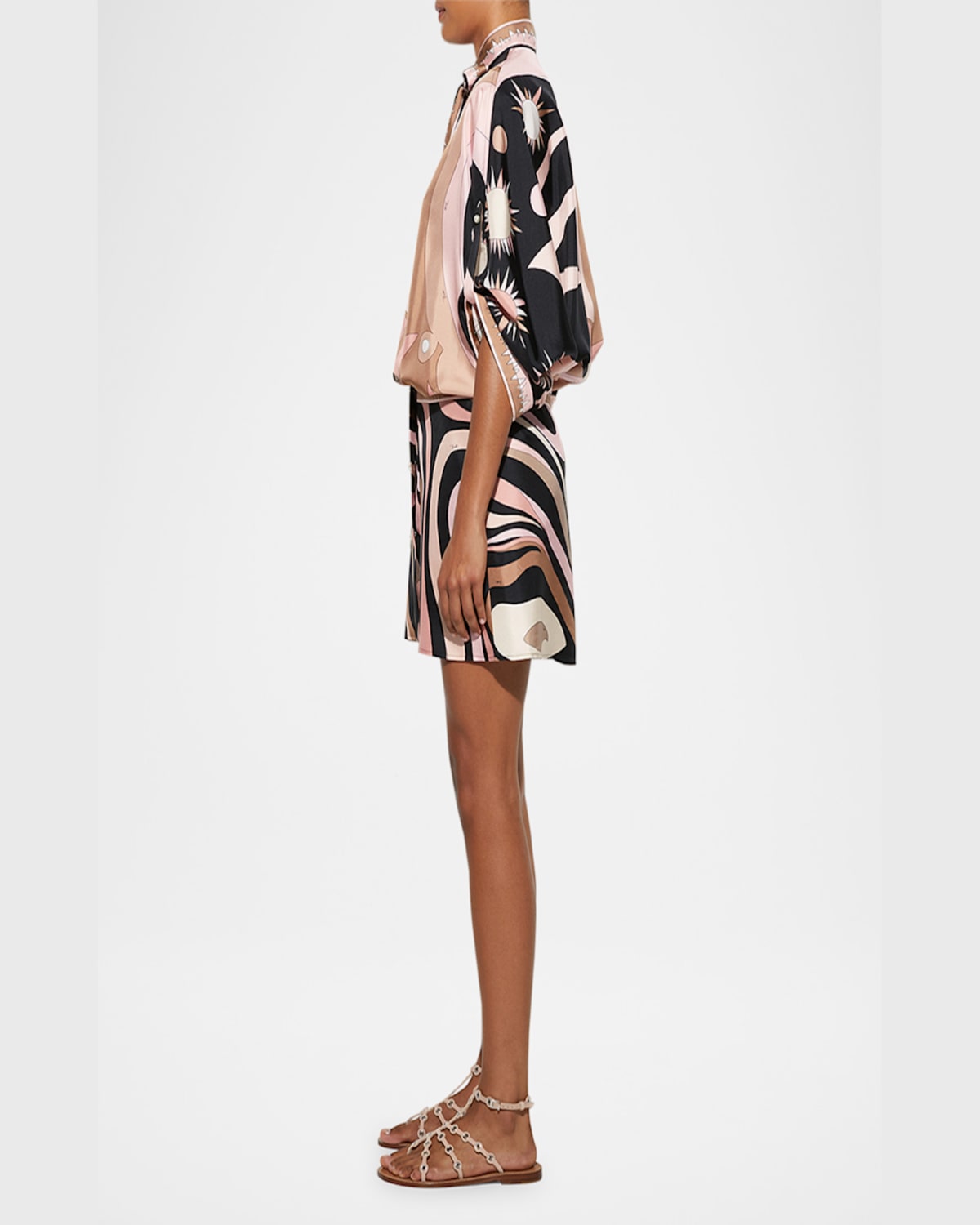 Pucci Mini Dress With Asymmetric Sleeves In Nude